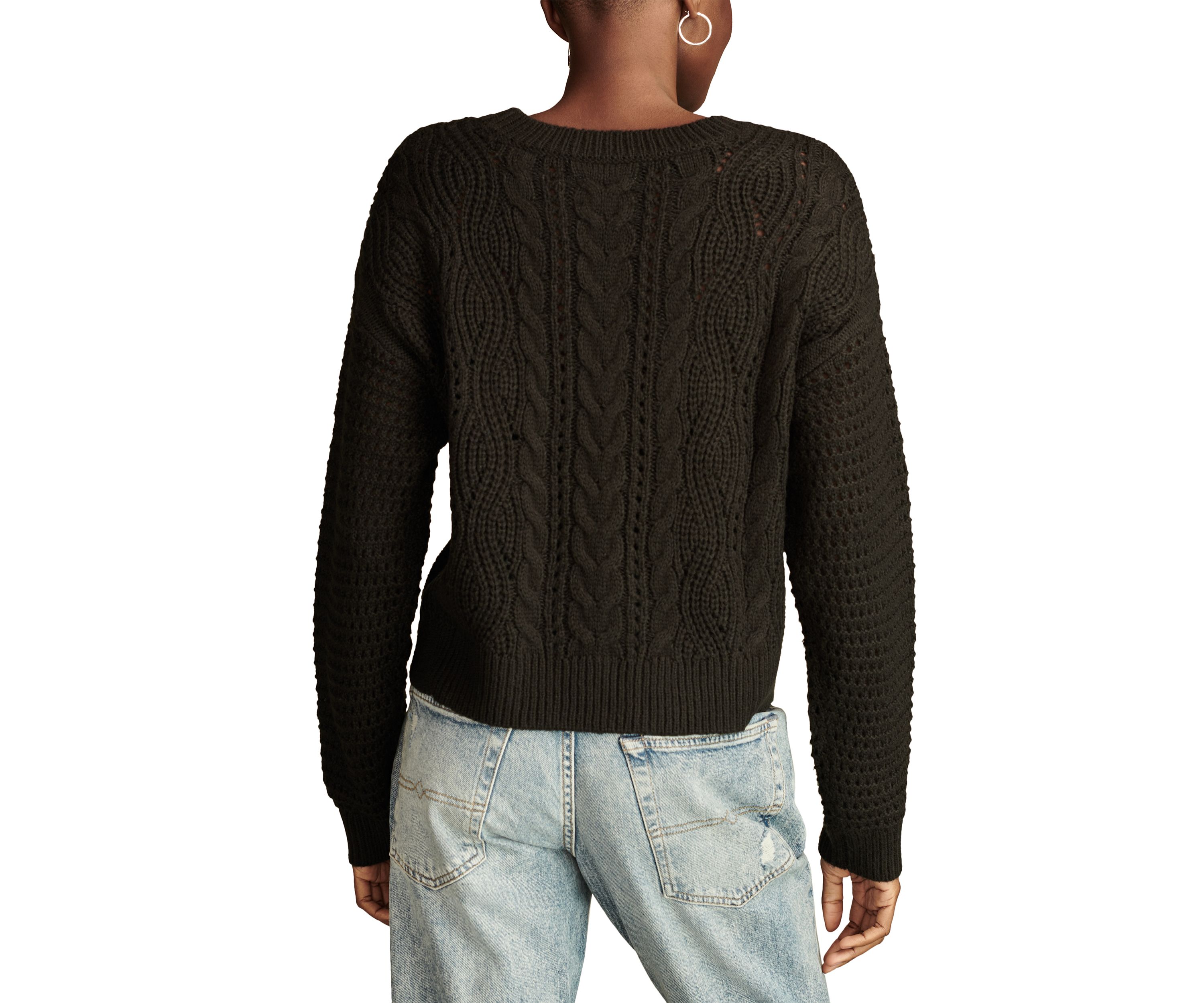 Womens Pointelle Crew Sweater 