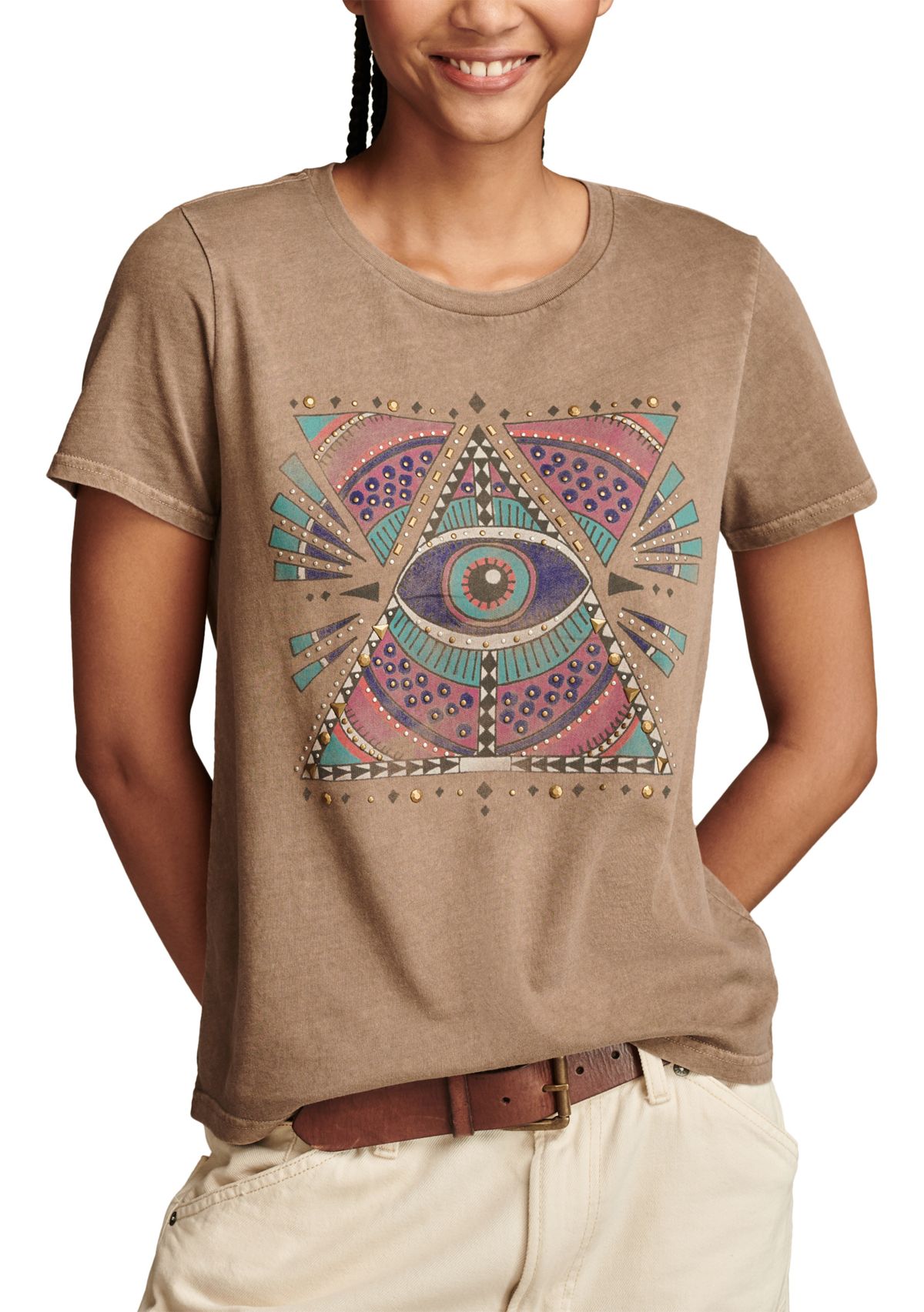 Womens Geometric Celestial Graphic T-Shirt 