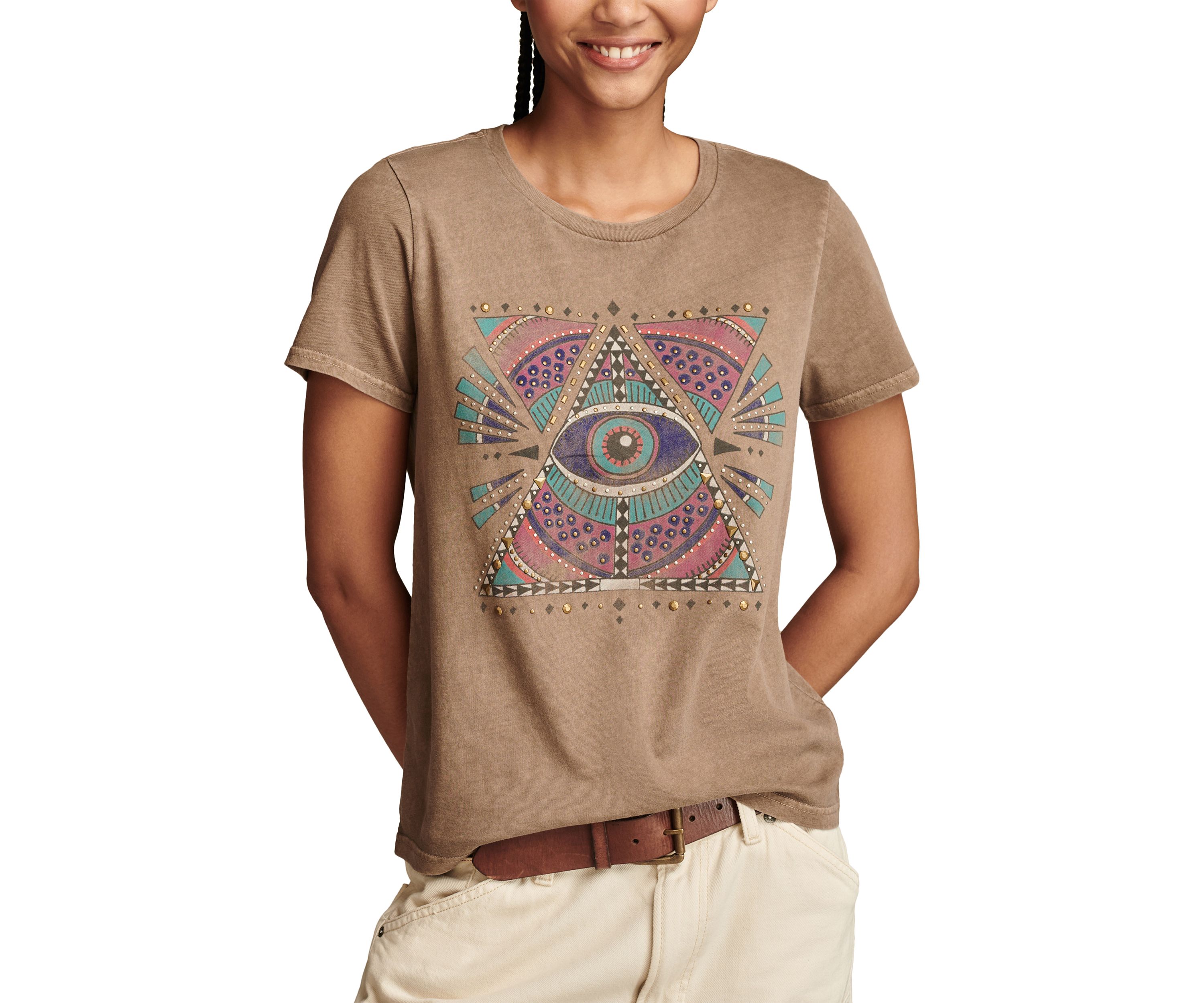 Womens Geometric Celestial Graphic T-Shirt 