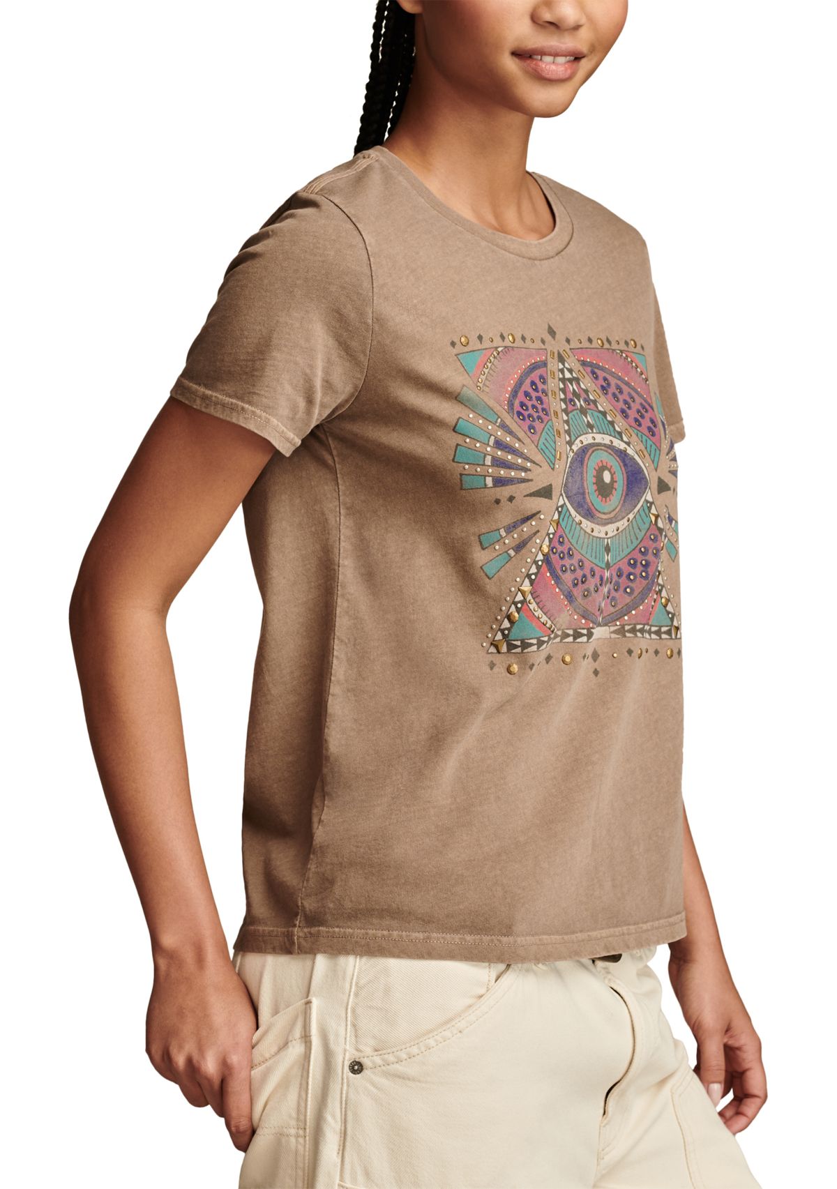 Womens Geometric Celestial Graphic T-Shirt 