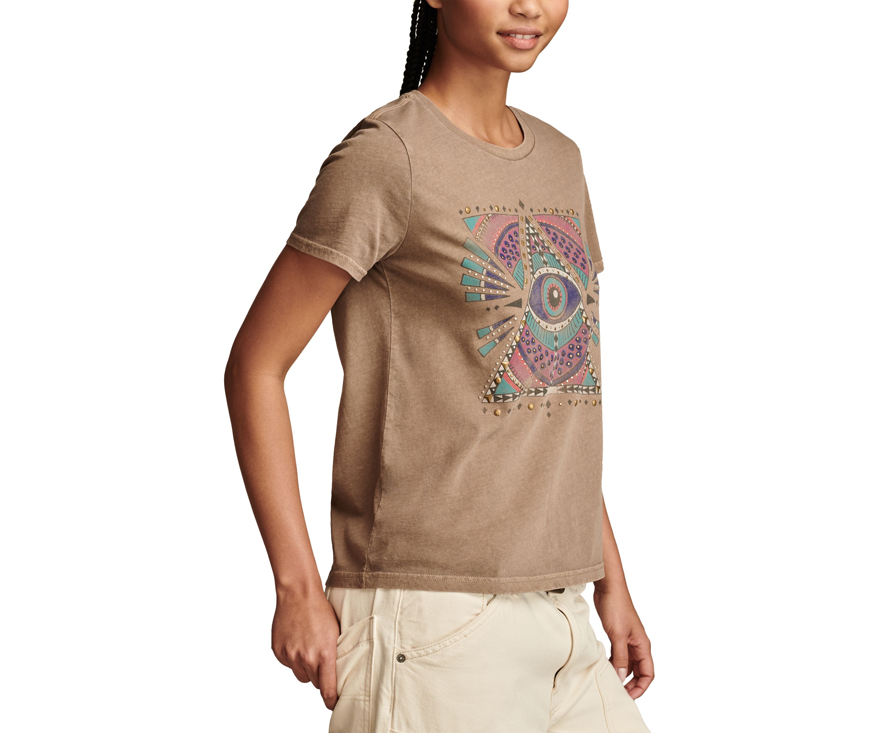 Womens Geometric Celestial Graphic T-Shirt 