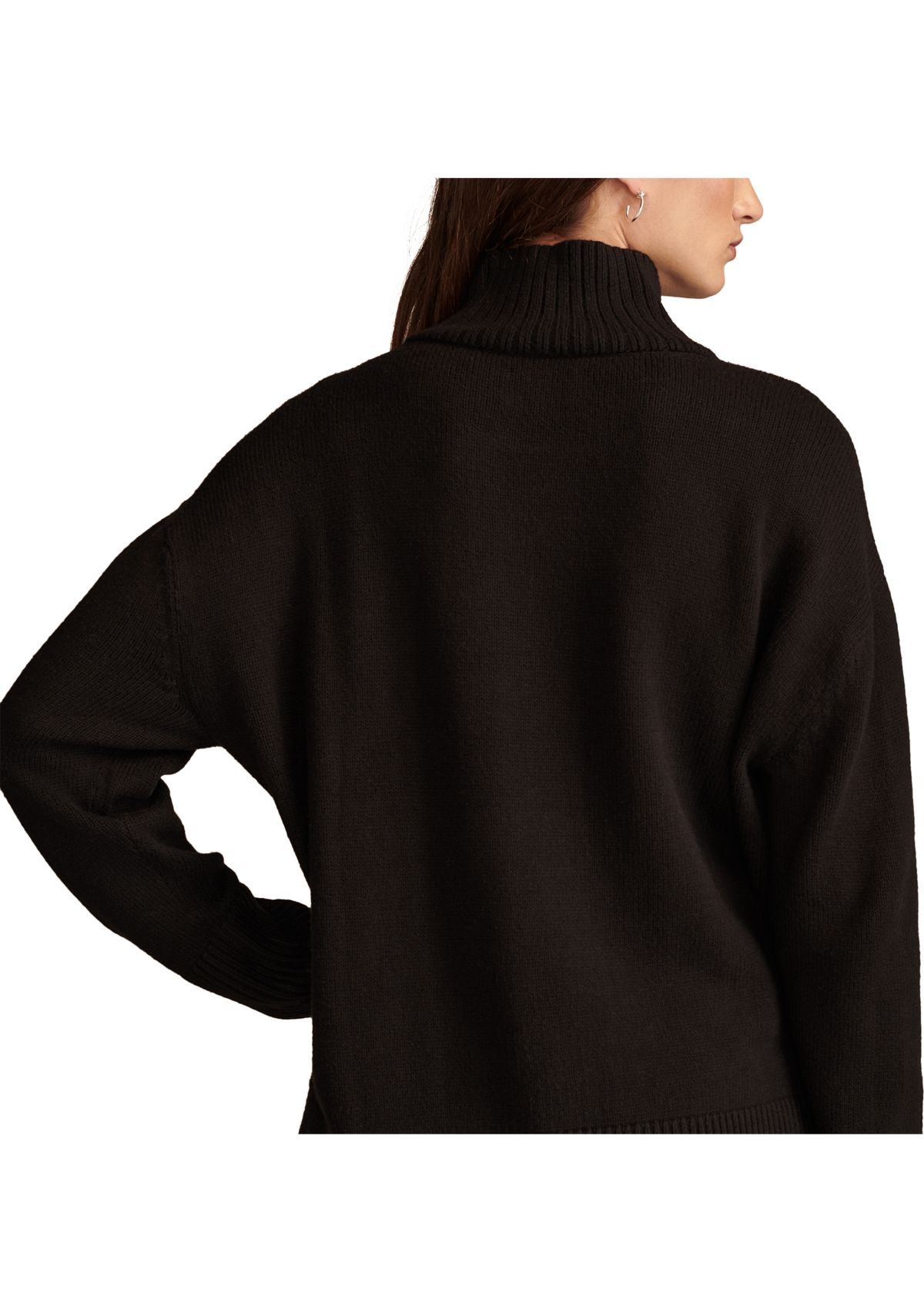 Side Slit Mock Neck Pullover Tunic Sweater