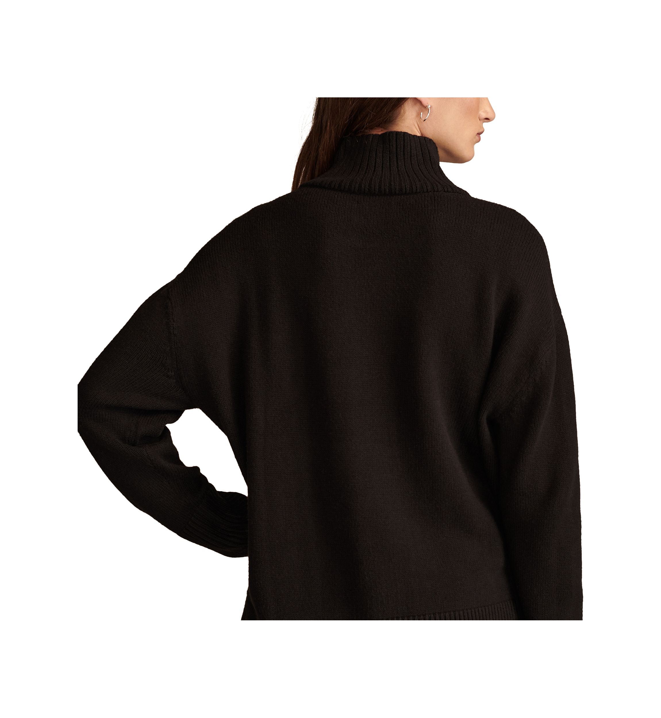 Side Slit Mock Neck Pullover Tunic Sweater