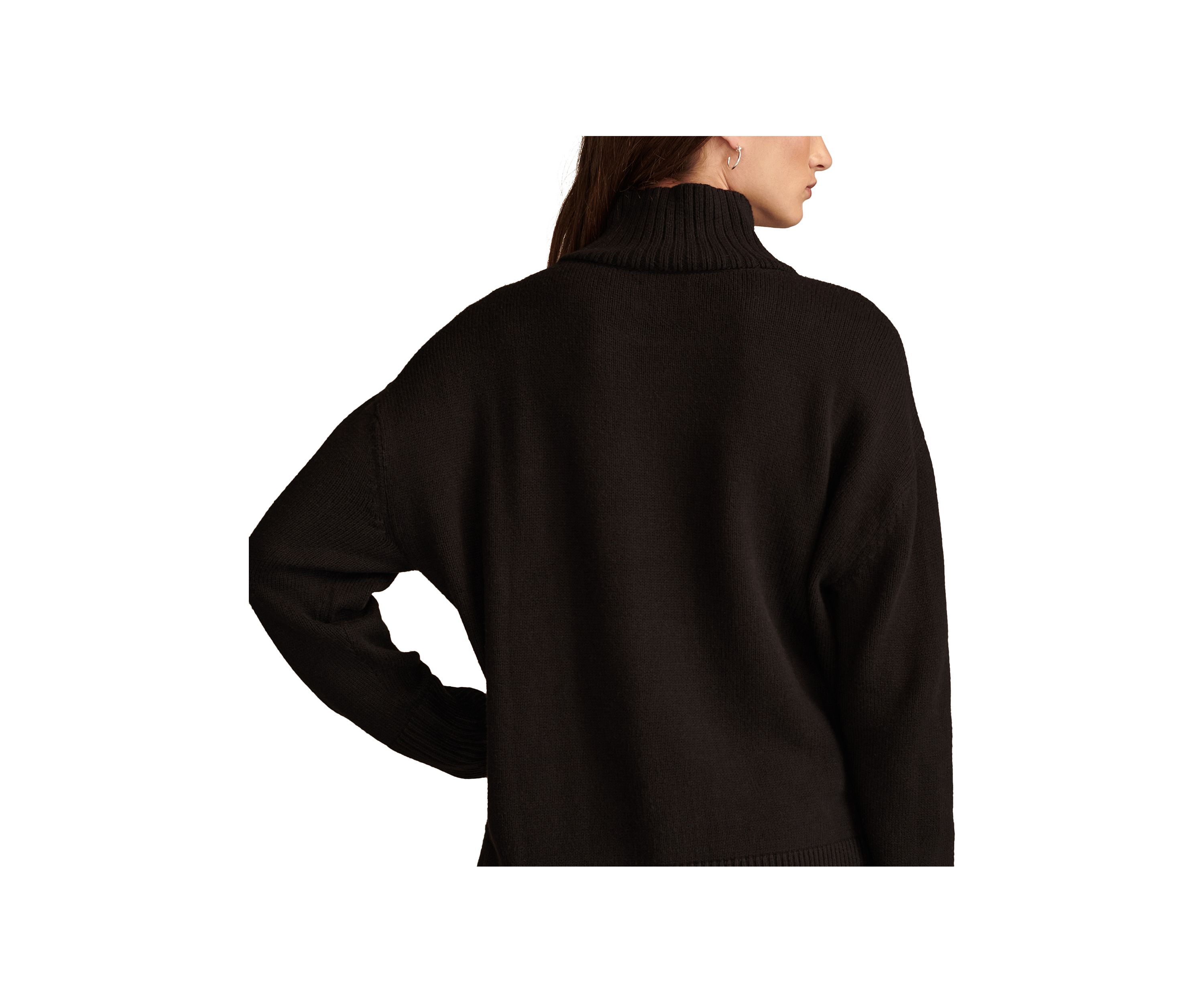 Side Slit Mock Neck Pullover Tunic Sweater