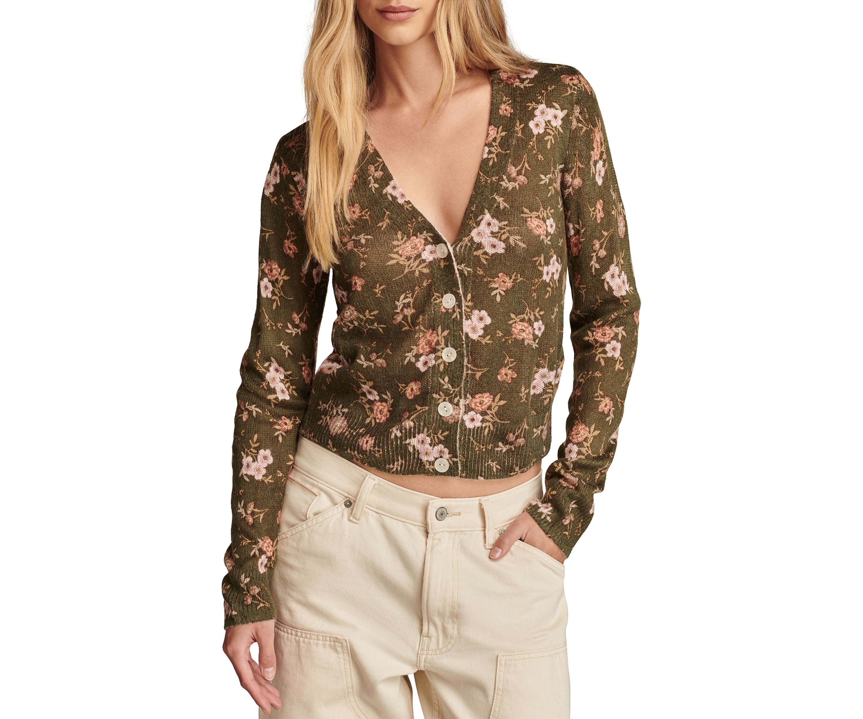 Womens Floral Printed Cardigan