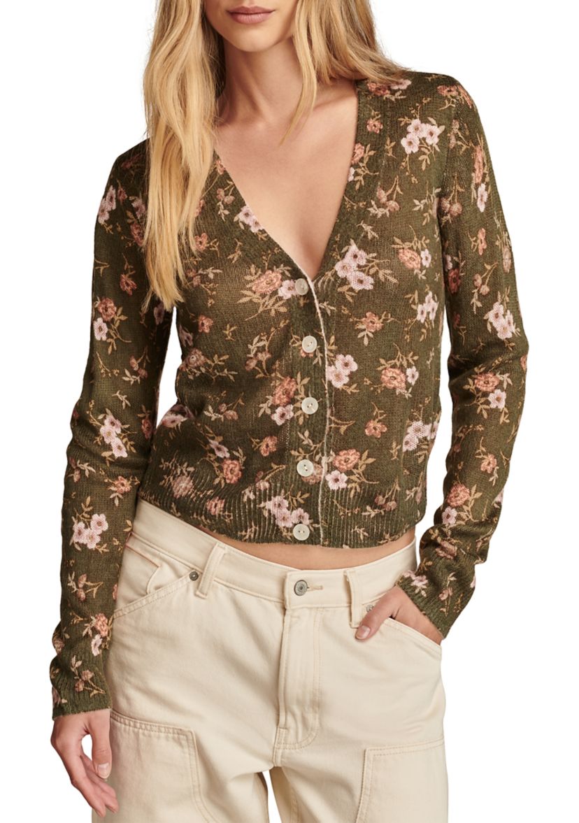 Womens Floral Printed Cardigan