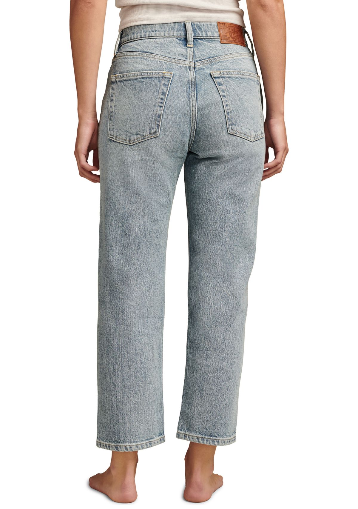 Womens Loose Fitting Cropped Rhinestone Jeans