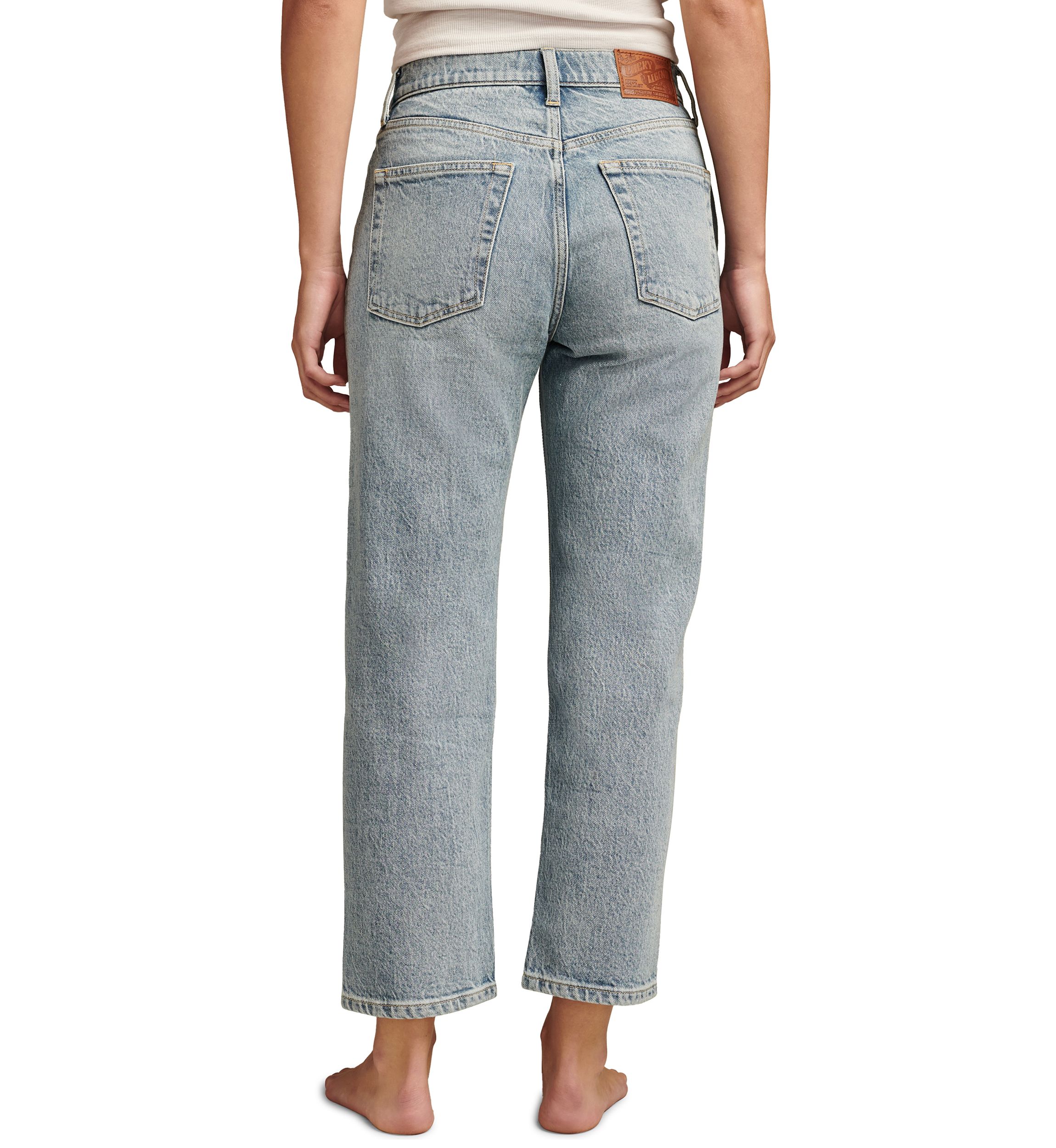 Womens Loose Fitting Cropped Rhinestone Jeans