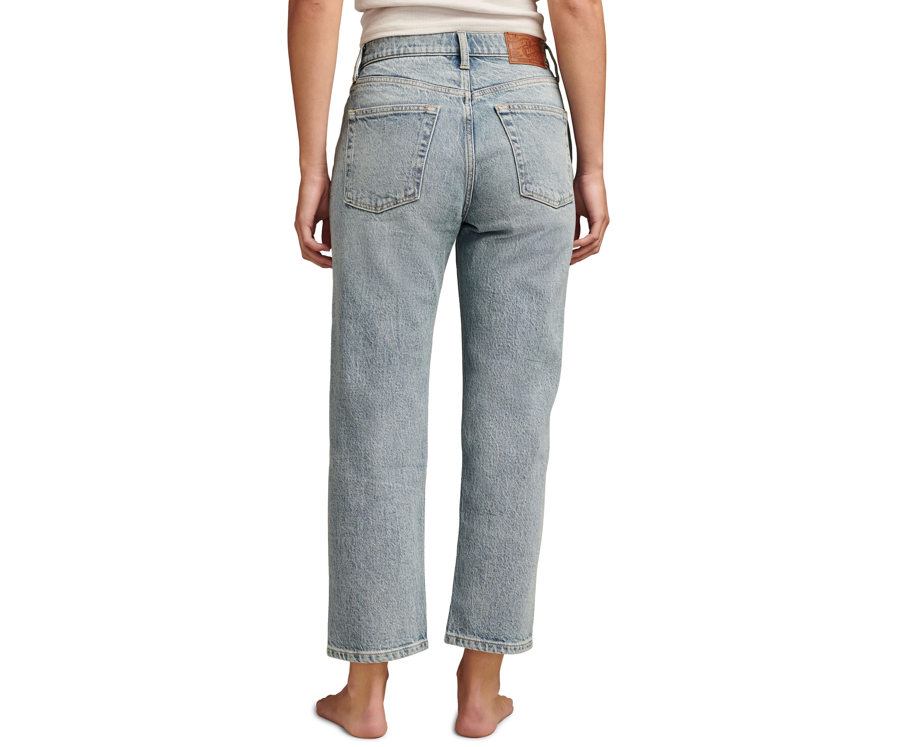 Womens Loose Fitting Cropped Rhinestone Jeans