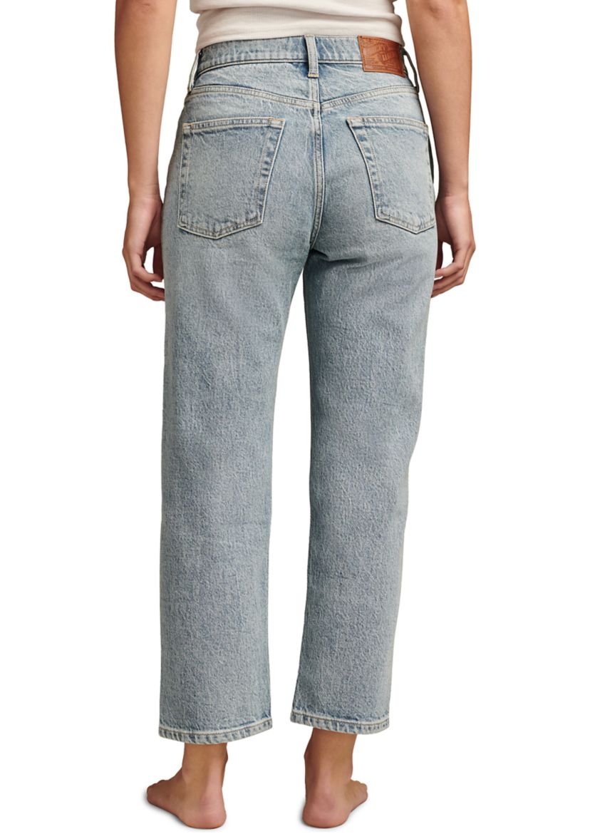 Womens Loose Fitting Cropped Rhinestone Jeans
