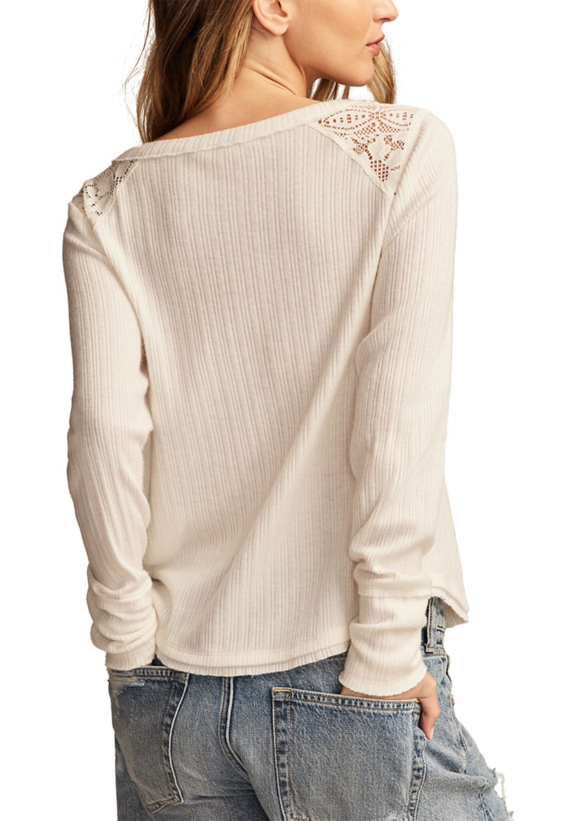 Womens Cloud Lace Mix Henley Shirt 