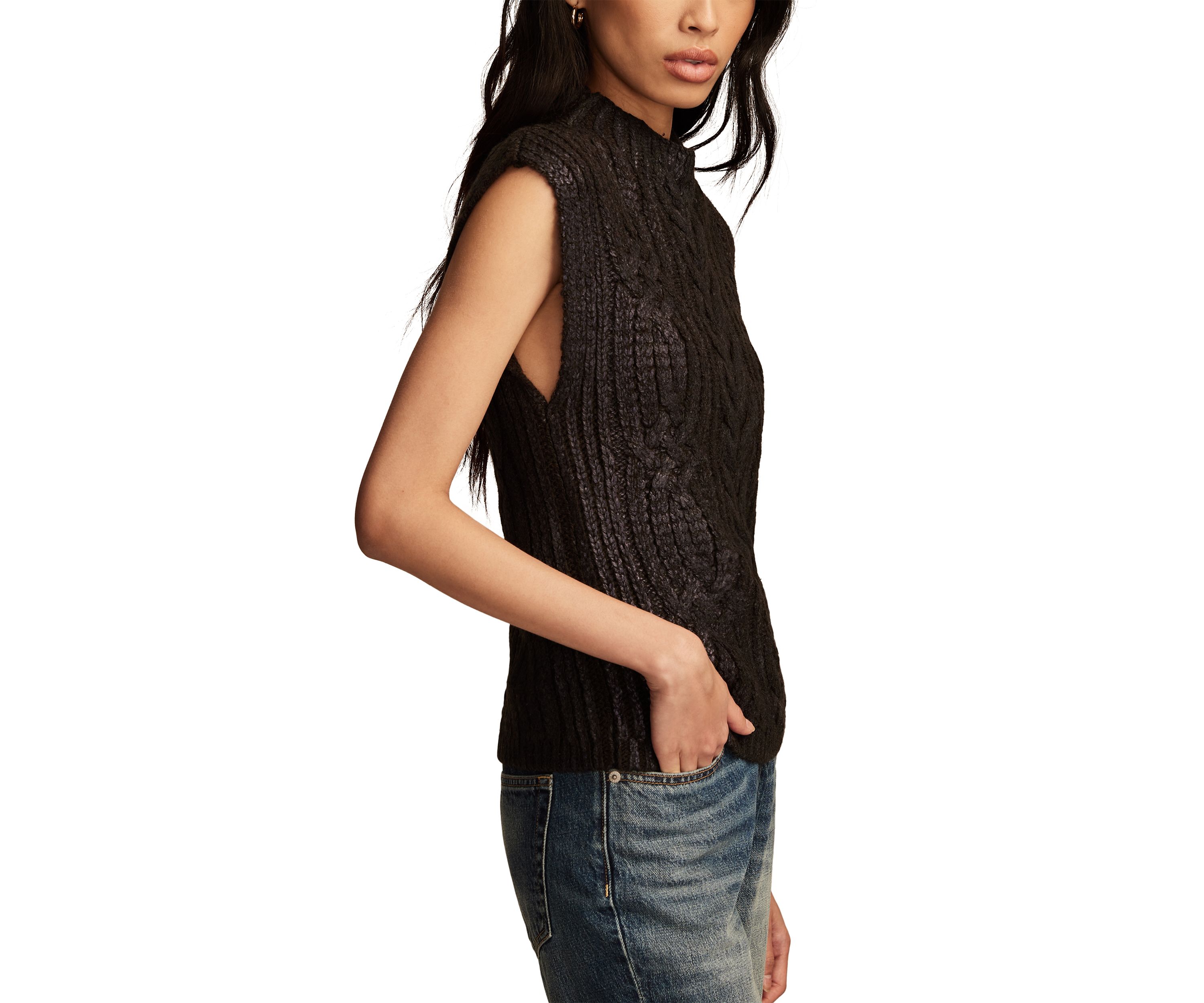 Womens Metallic Sweater Knit Vest