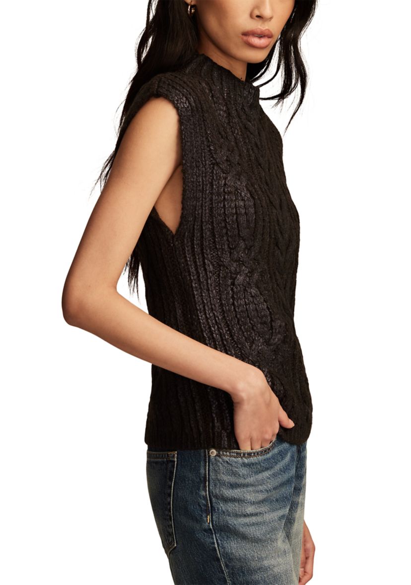 Womens Metallic Sweater Knit Vest
