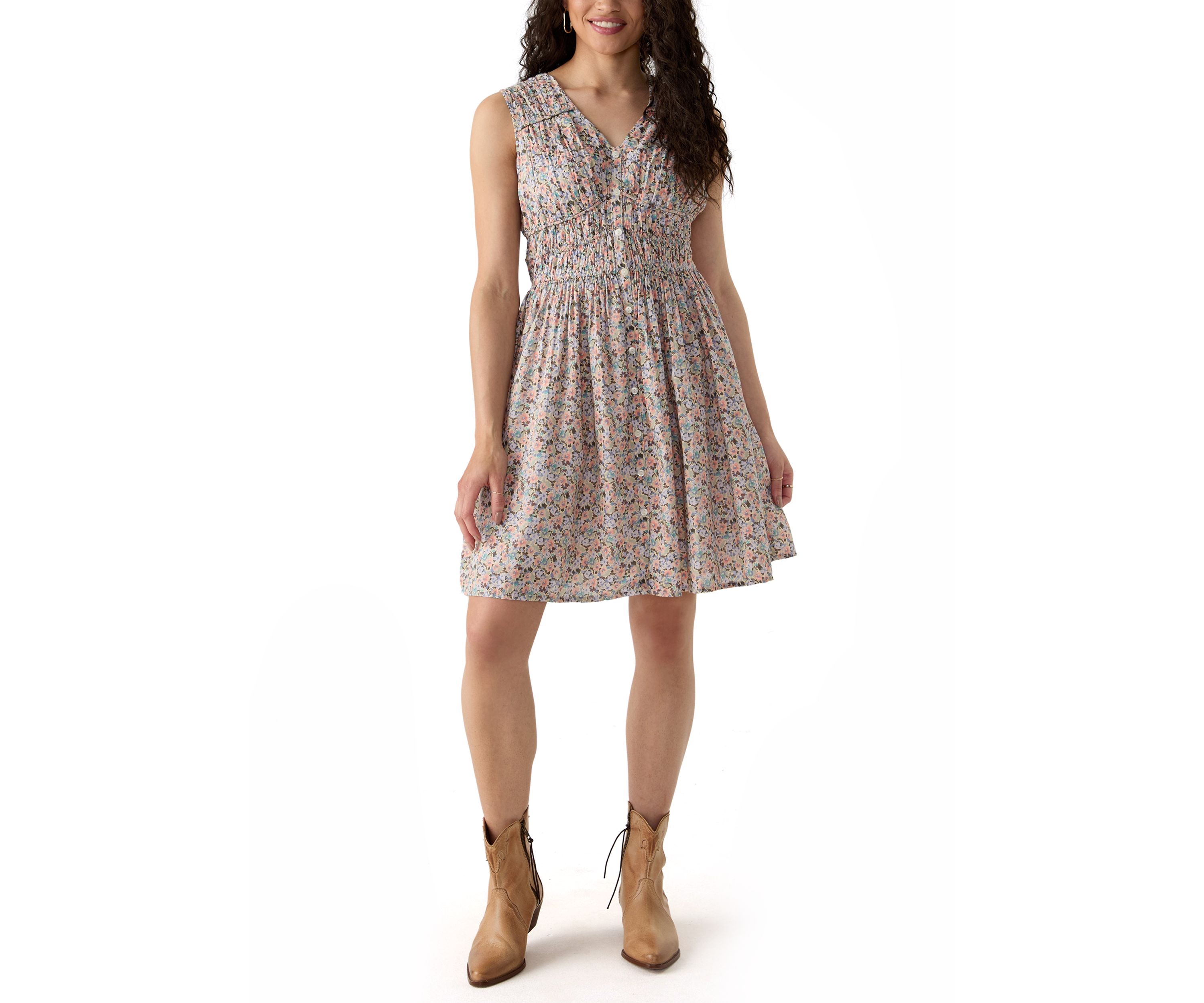 Broomstick Button Front Mini Dress