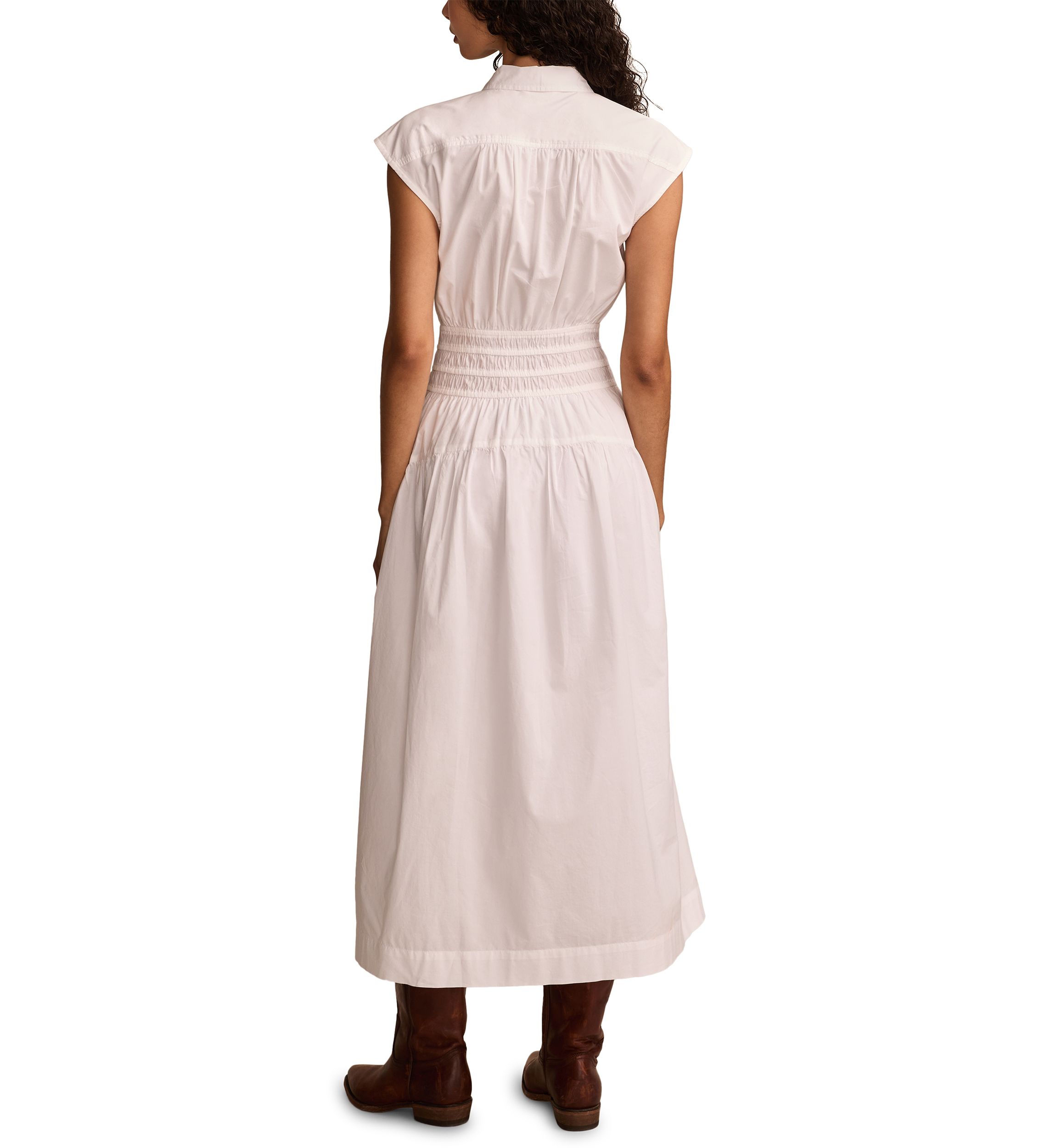 Smocked Drop Waist Midi Dress 