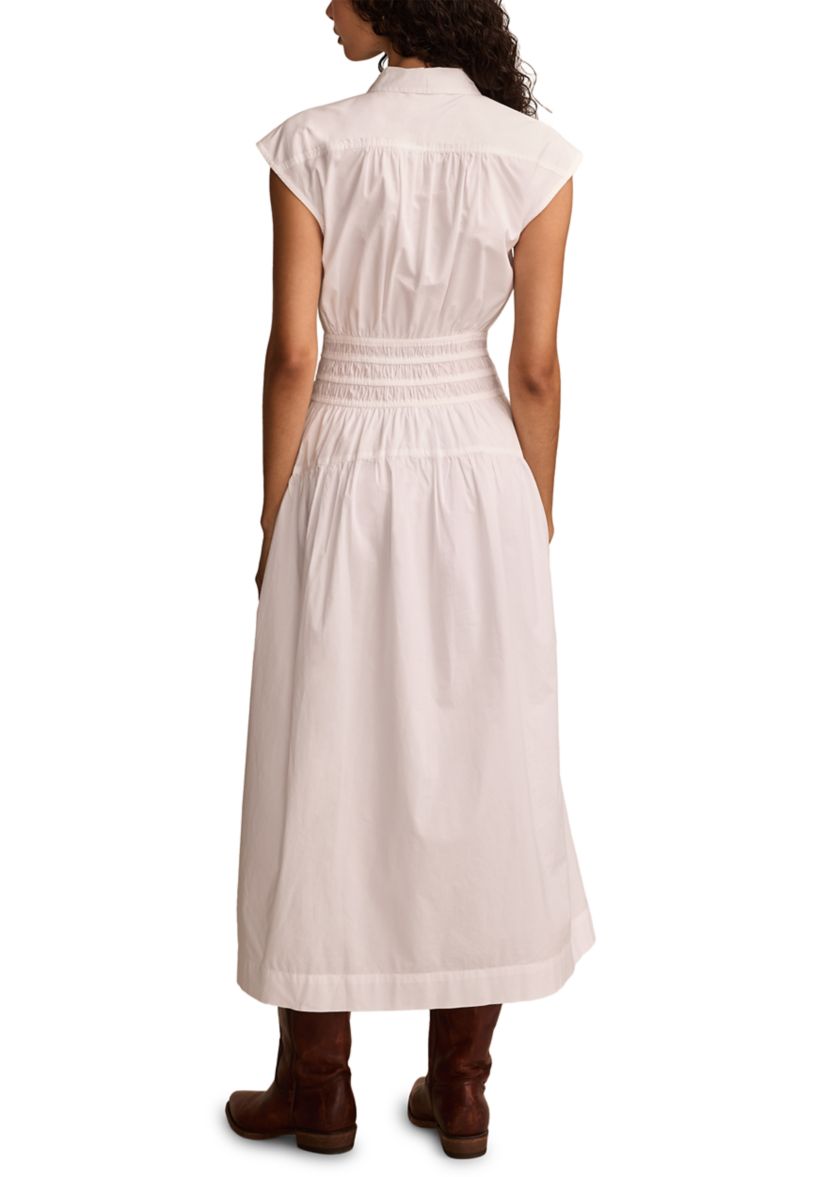 Smocked Drop Waist Midi Dress 