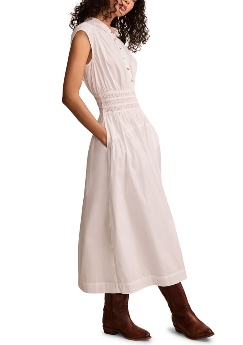 Smocked Drop Waist Midi Dress 