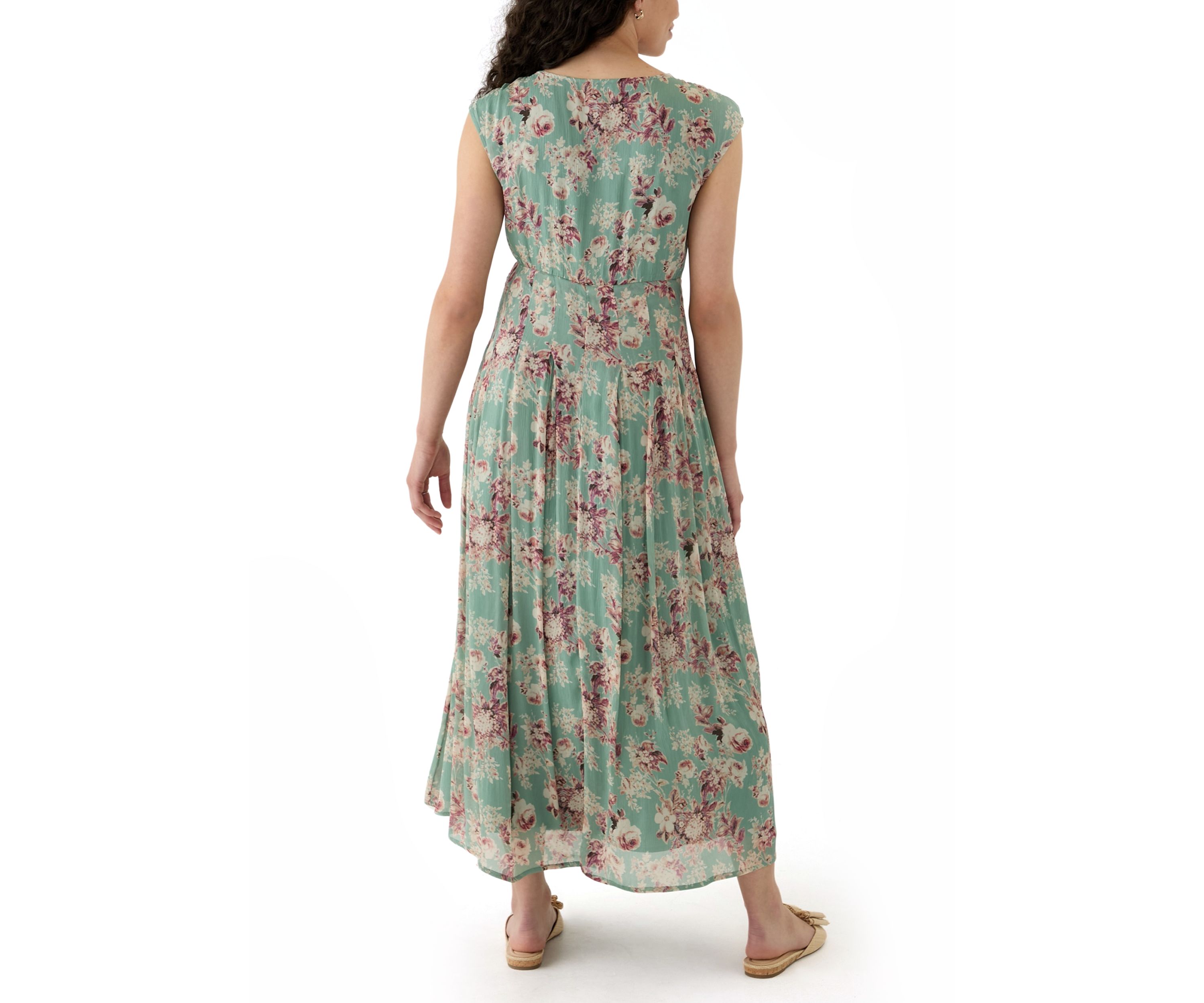 Cinched Pleated Button Down Midi Dress