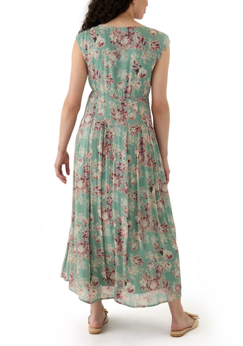Cinched Pleated Button Down Midi Dress