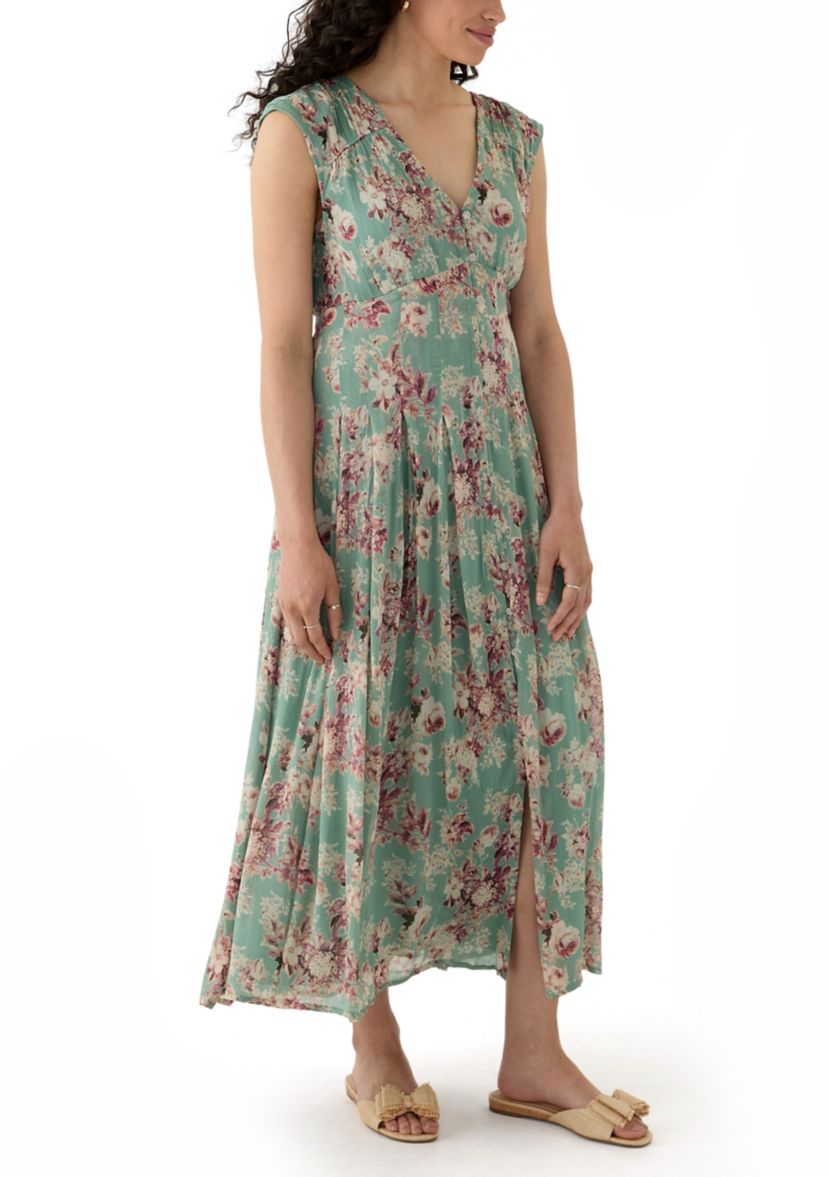 Cinched Pleated Button Down Midi Dress