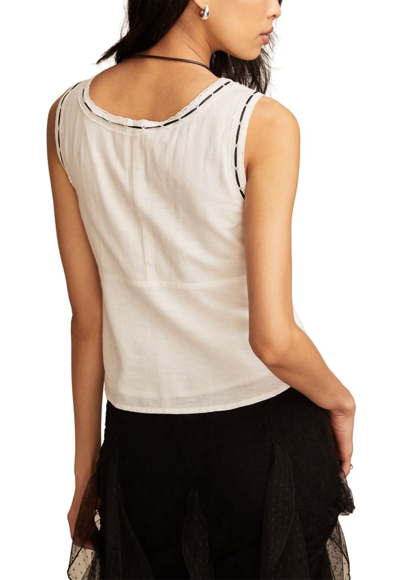 Womens Ribbon Lace Empire Top 