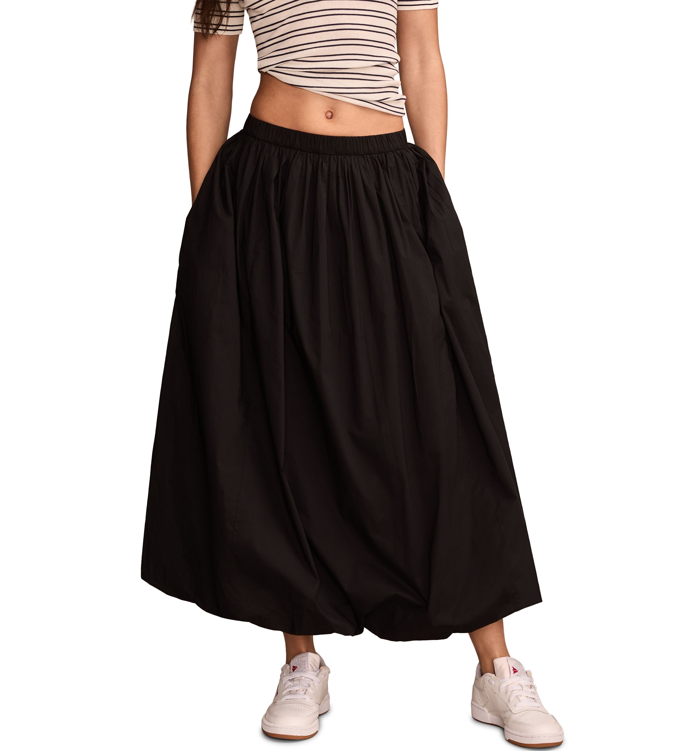 Bubble Poplin Maxi Skirt