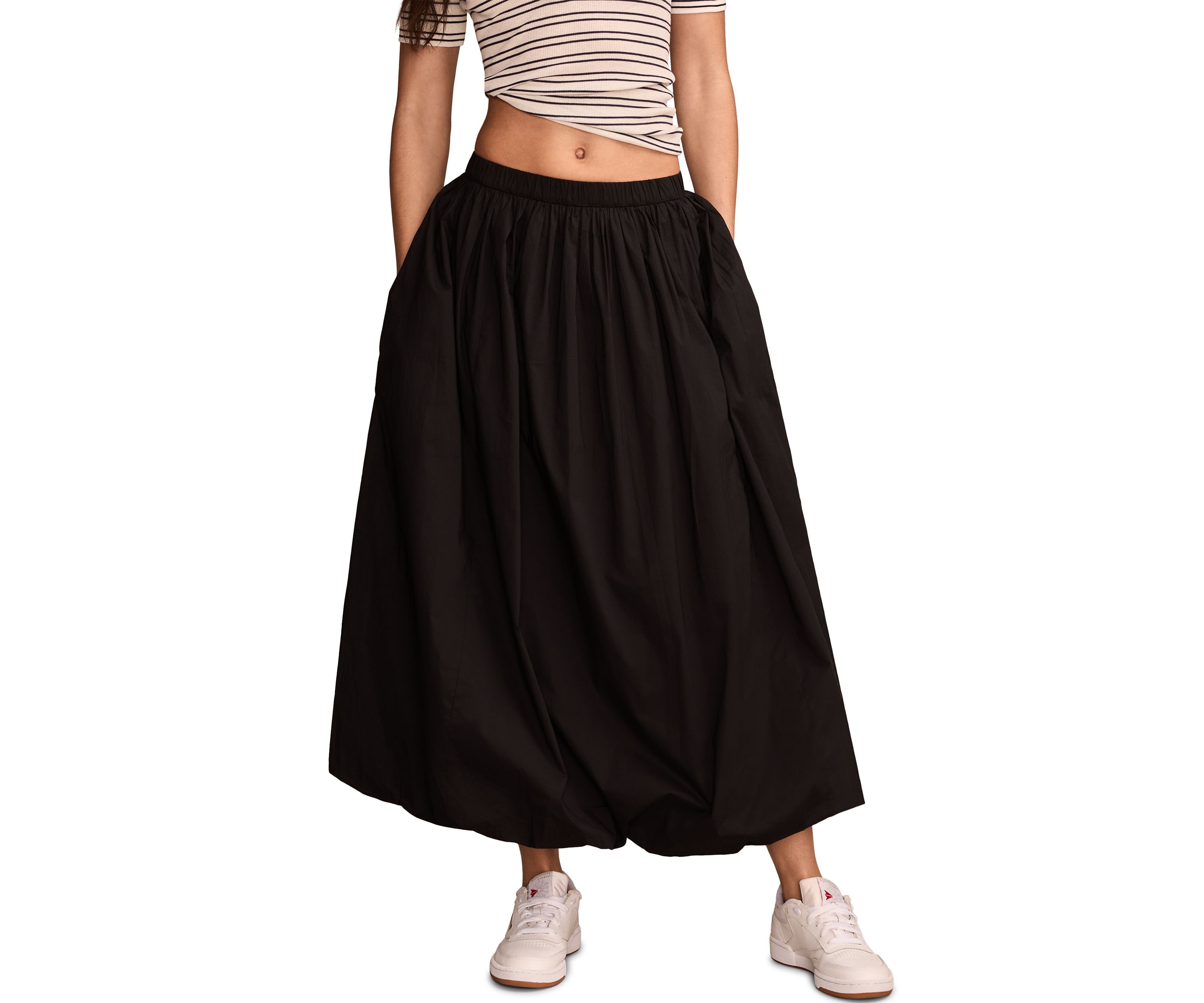 Bubble Poplin Maxi Skirt