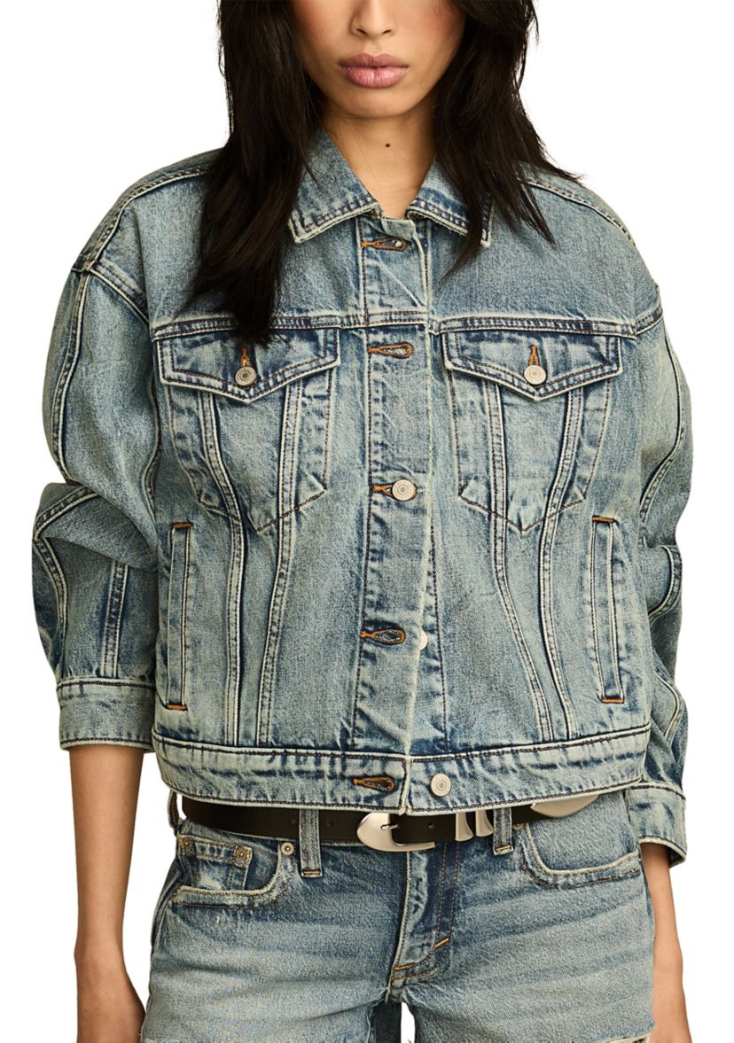 Womens Barrel Sleeve Denim Trucker Jacket