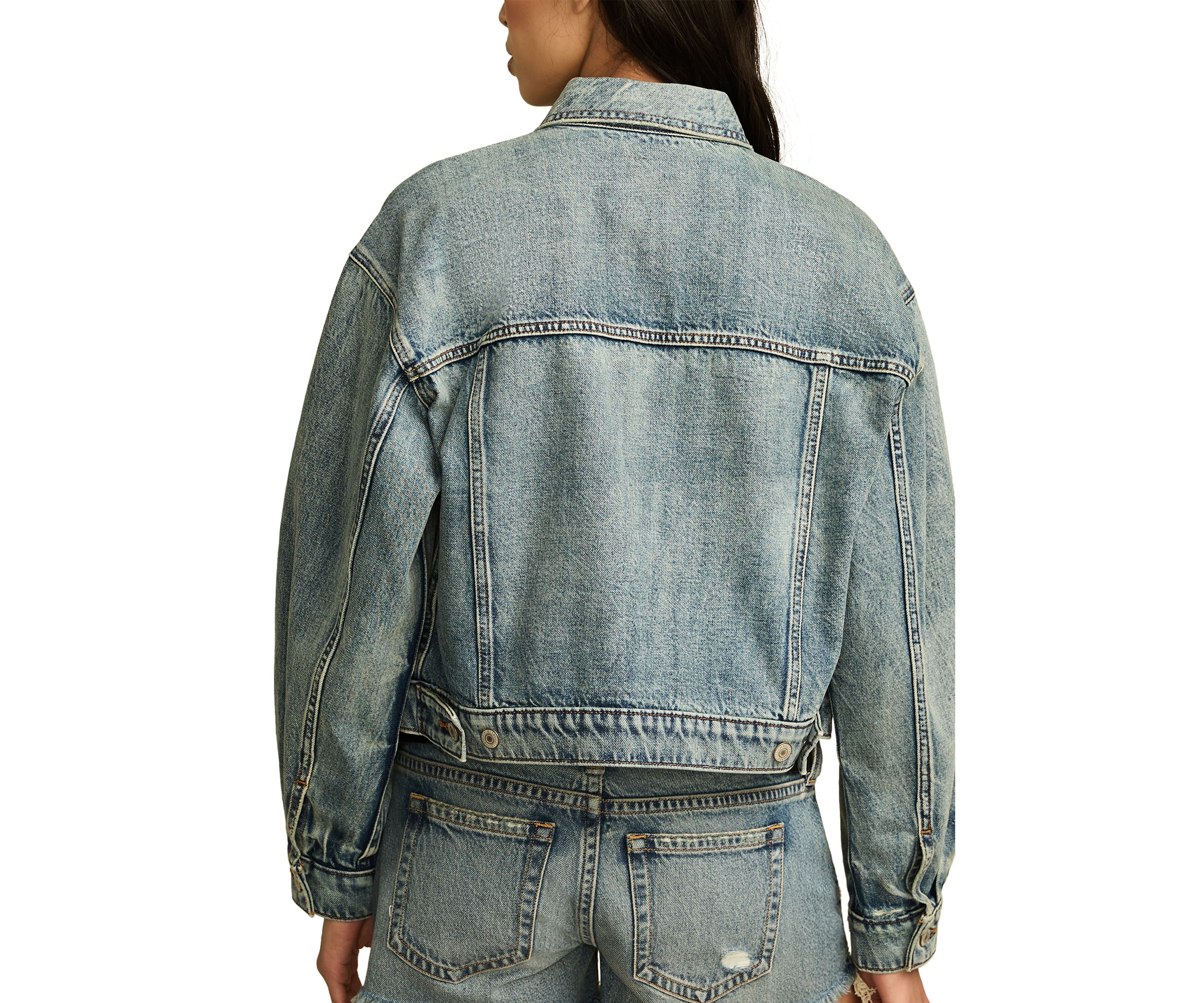 Womens Barrel Sleeve Denim Trucker Jacket