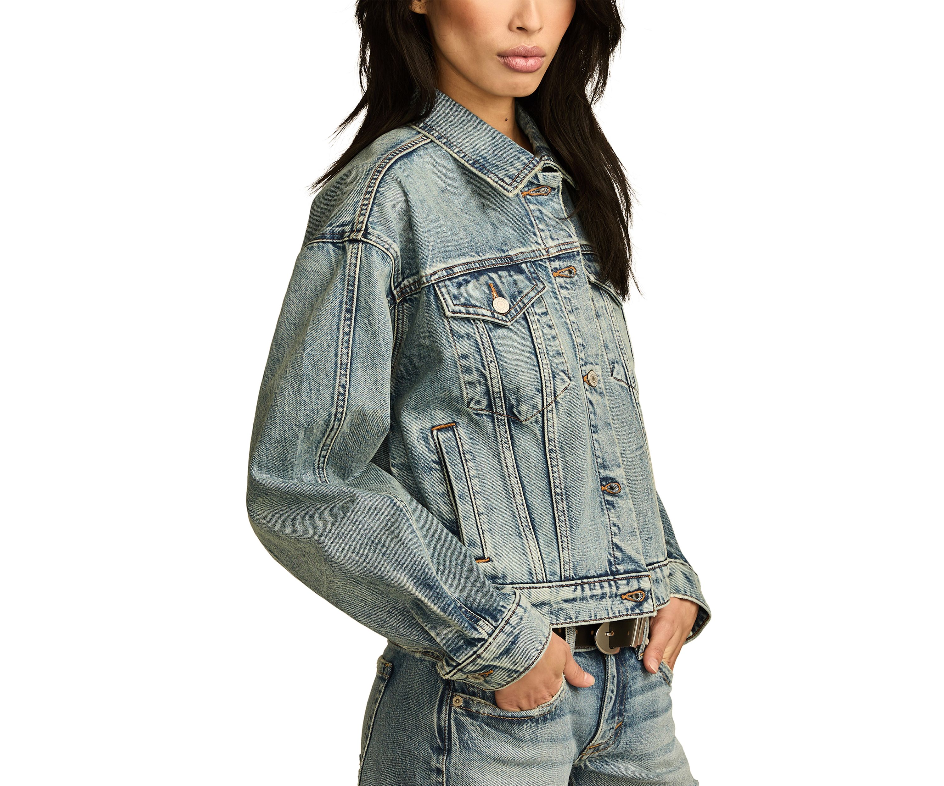 Womens Barrel Sleeve Denim Trucker Jacket