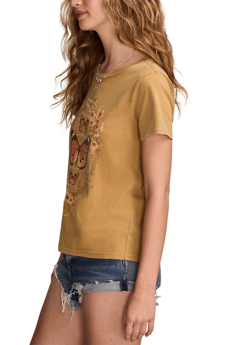 Butterfly Frame Classic Crew Neck Graphic T-Shirt