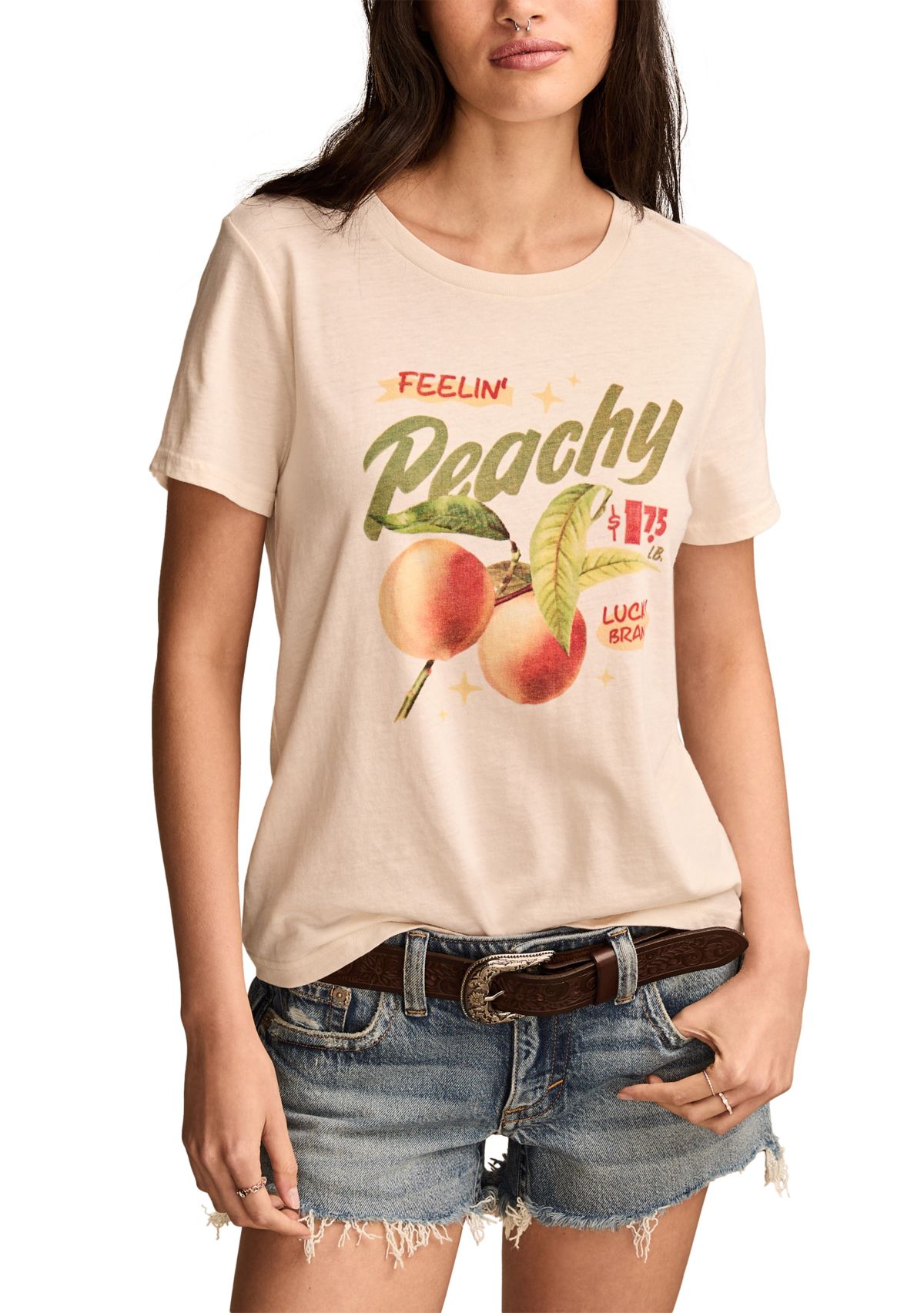 Feeling Peachy Classic Crew Neck Graphic T-Shirt