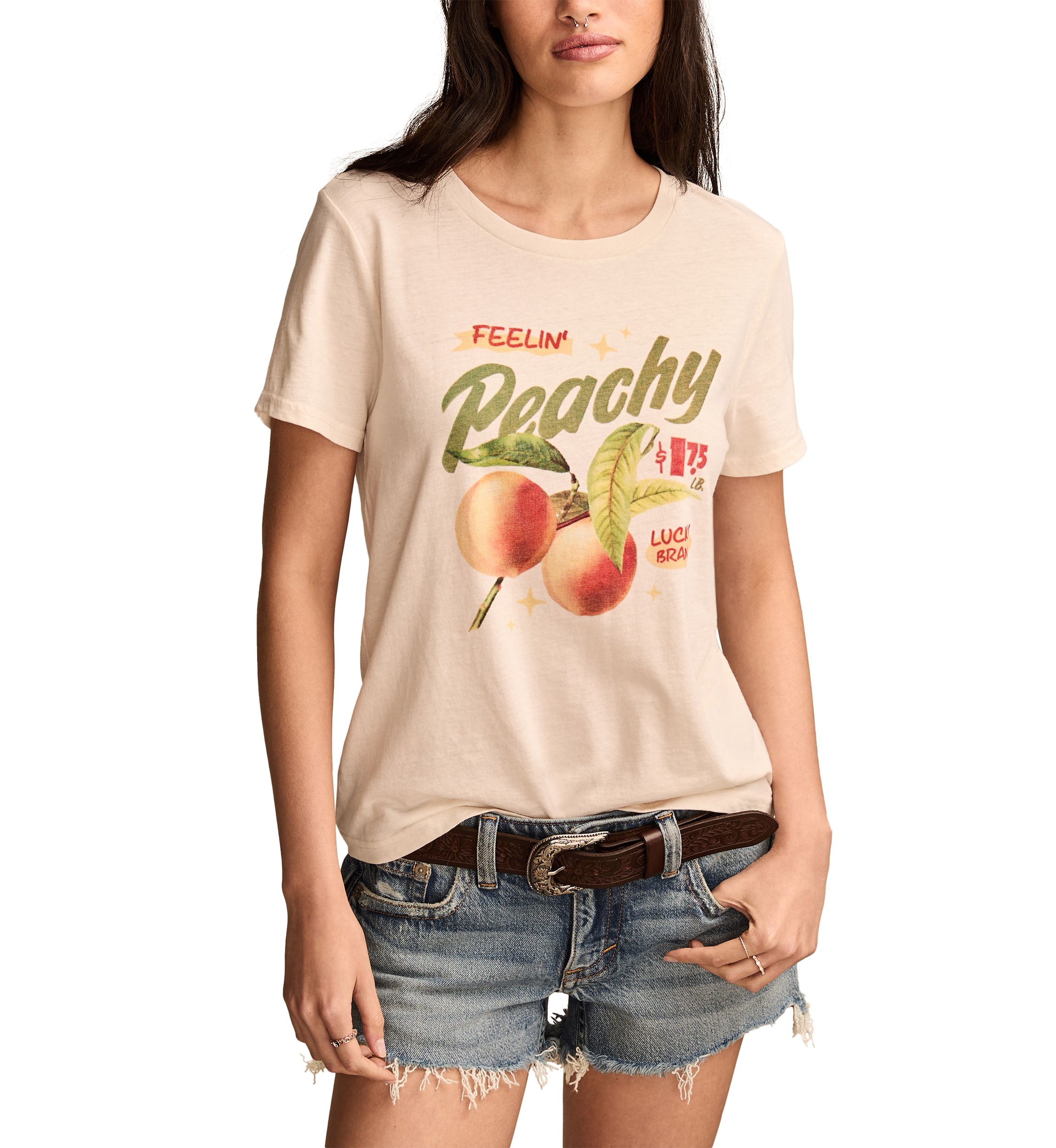 Feeling Peachy Classic Crew Neck Graphic T-Shirt