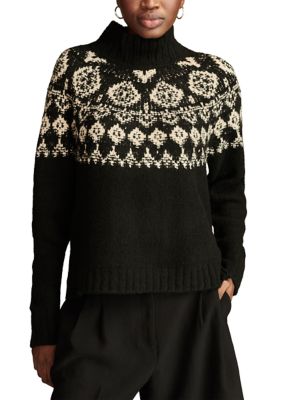 Lucky Brand Womens Fair Isle Mock Neck Pullover