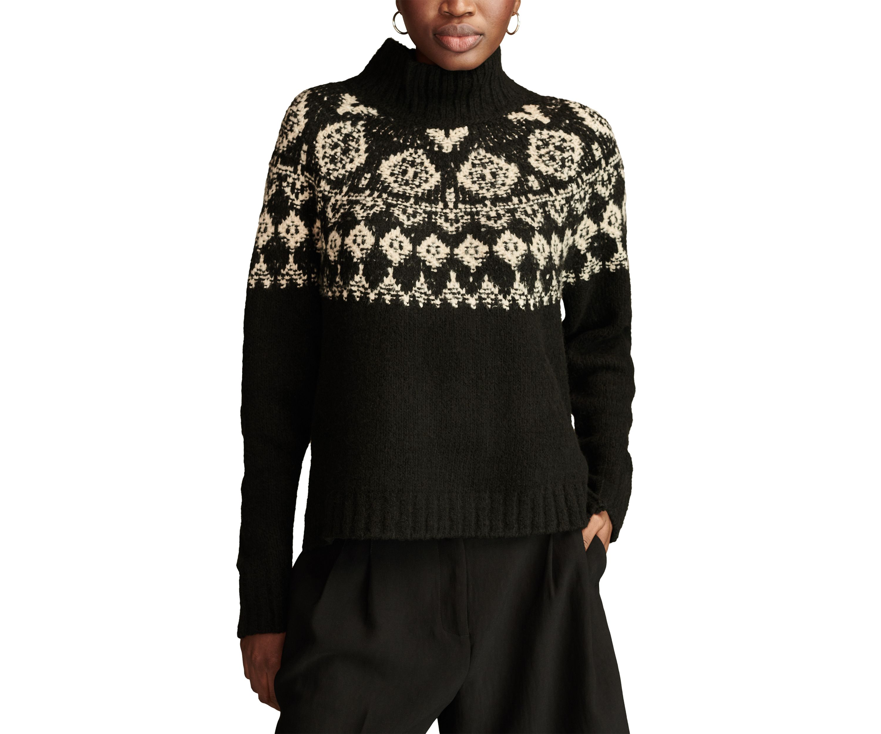 Womens Fair Isle Mock Neck Pullover 
