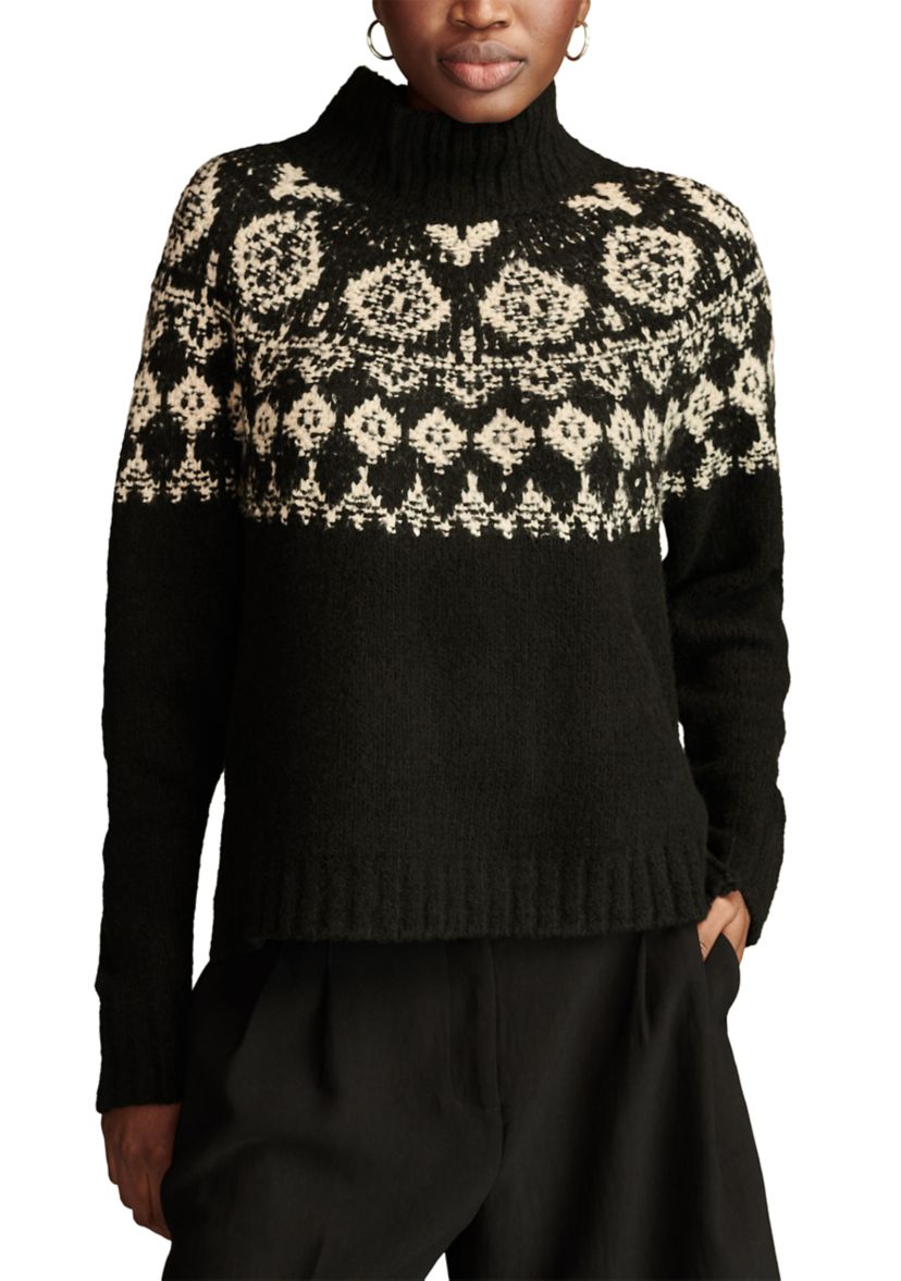 Womens Fair Isle Mock Neck Pullover 