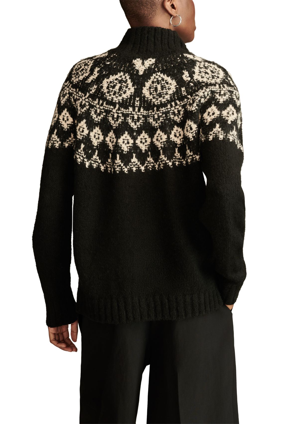 Womens Fair Isle Mock Neck Pullover 