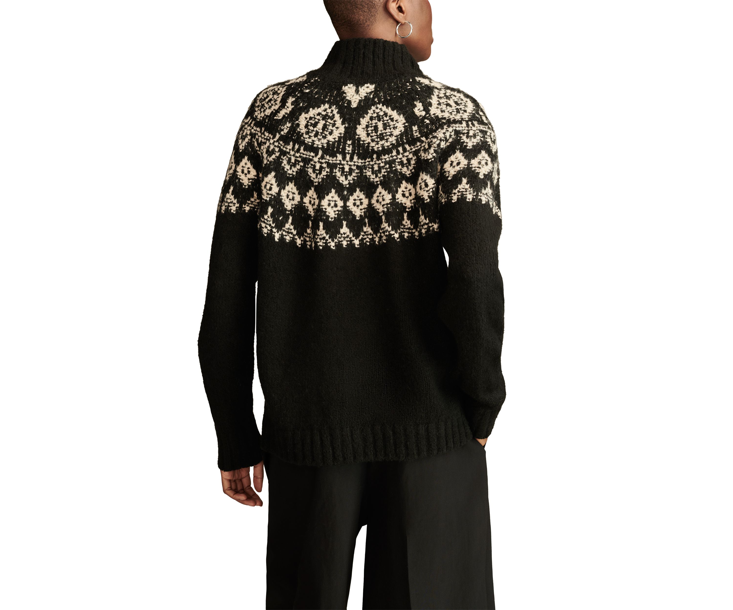 Womens Fair Isle Mock Neck Pullover 