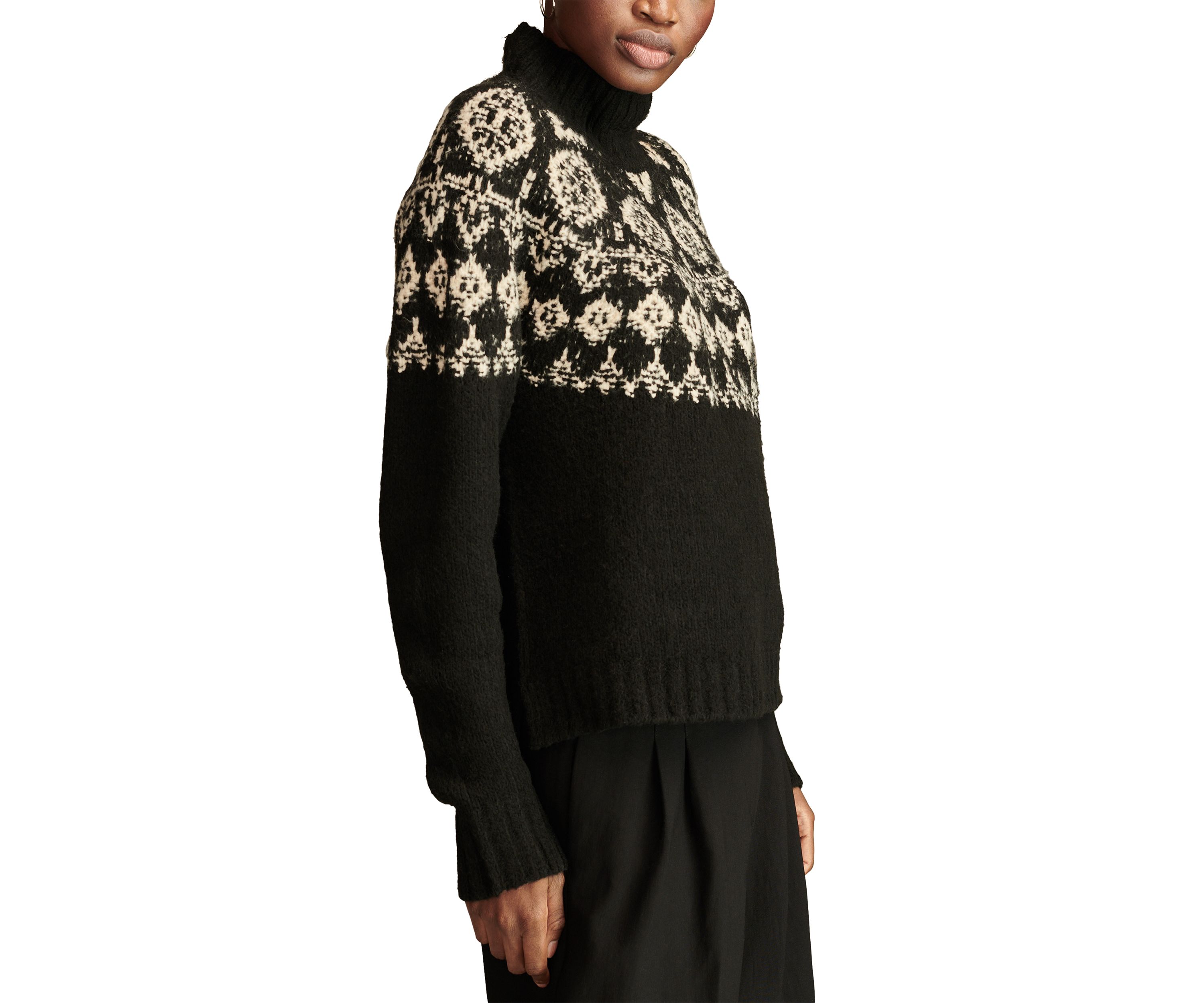 Womens Fair Isle Mock Neck Pullover 