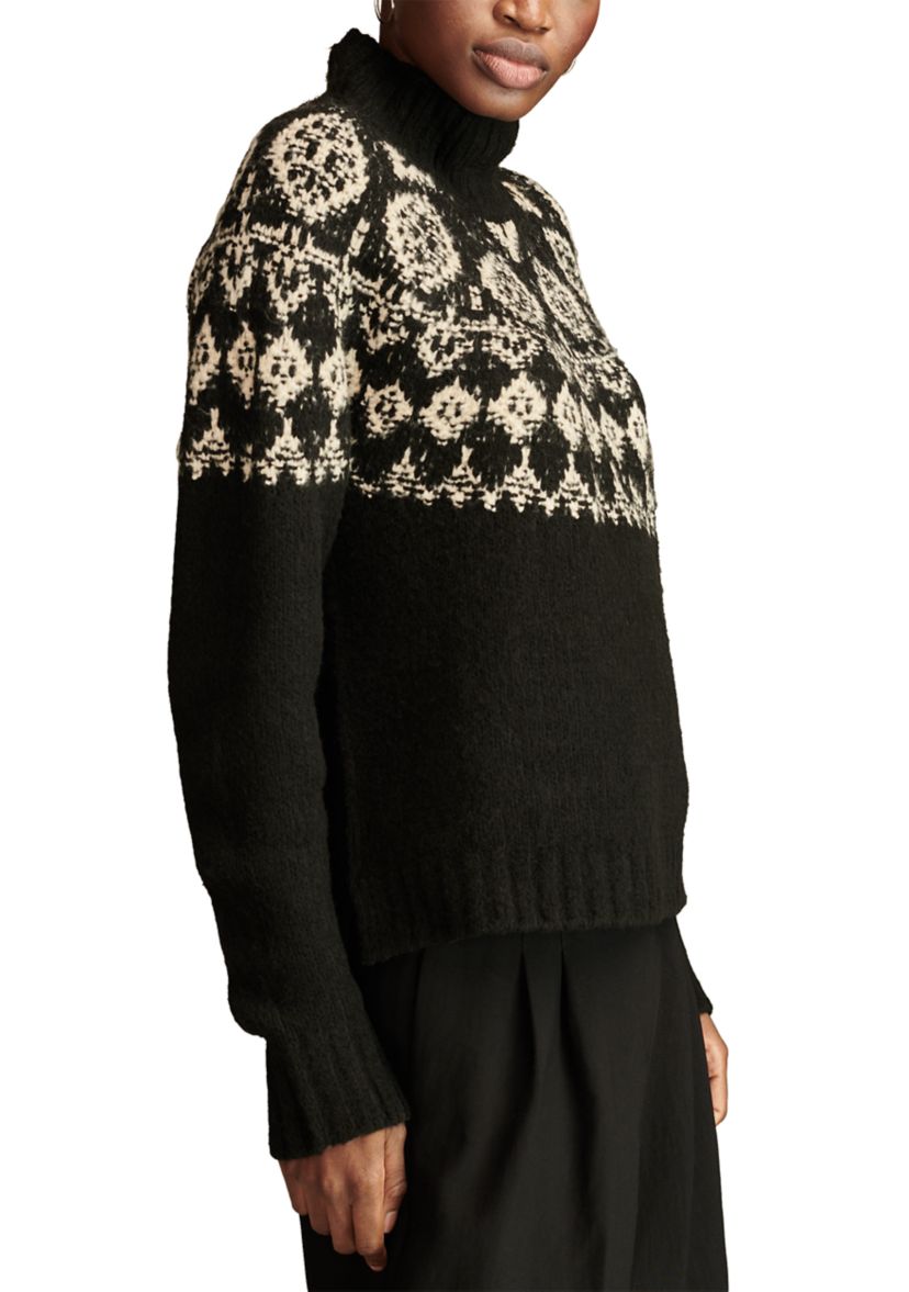 Womens Fair Isle Mock Neck Pullover 
