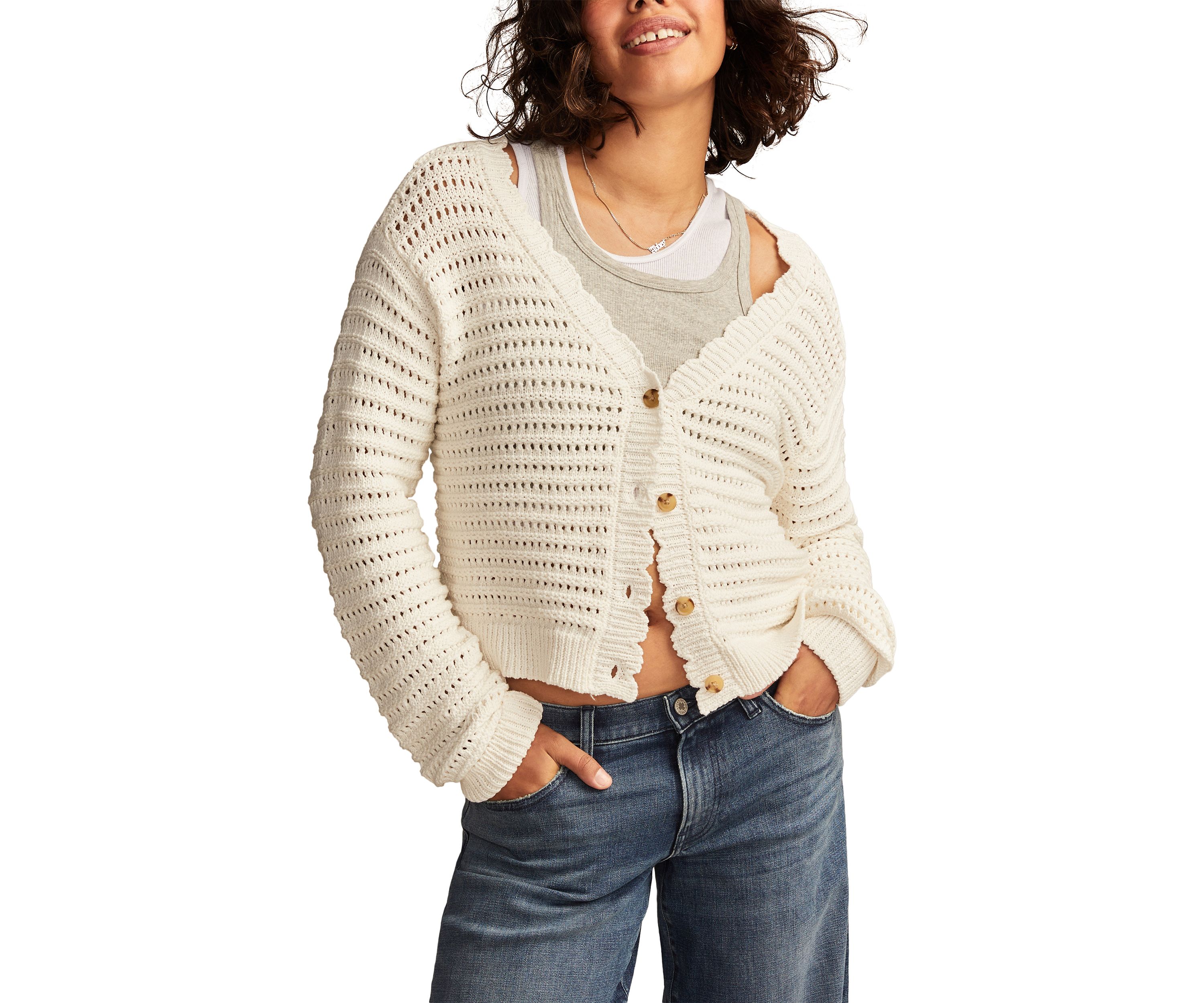 Womens Pointelle Cardigan 