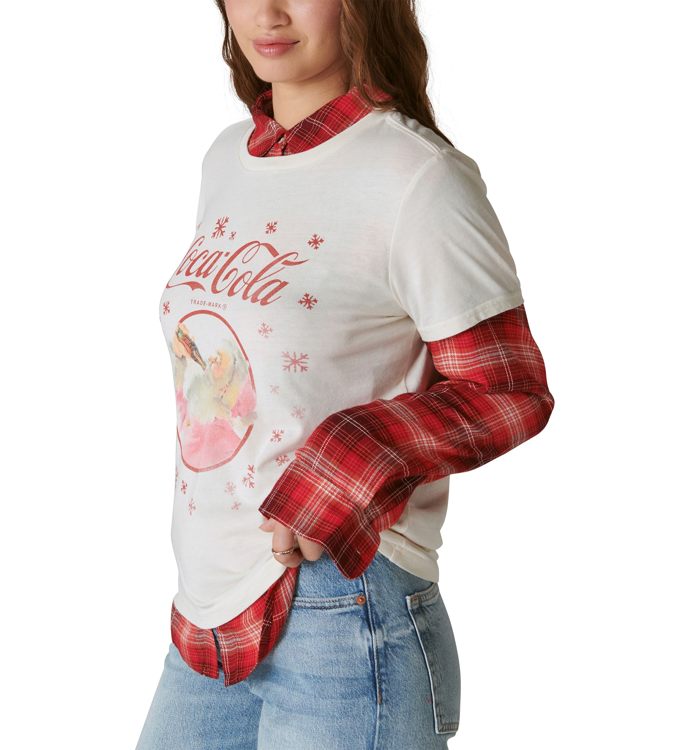 Coke Santa Snow Classic Crew Neck Graphic T-Shirt