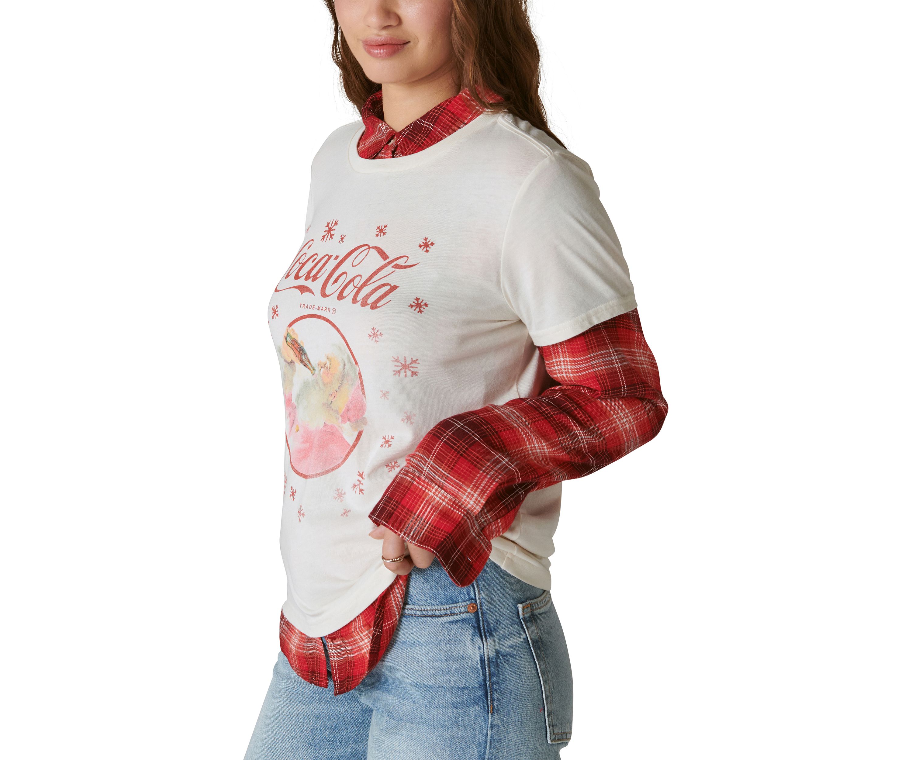 Coke Santa Snow Classic Crew Neck Graphic T-Shirt