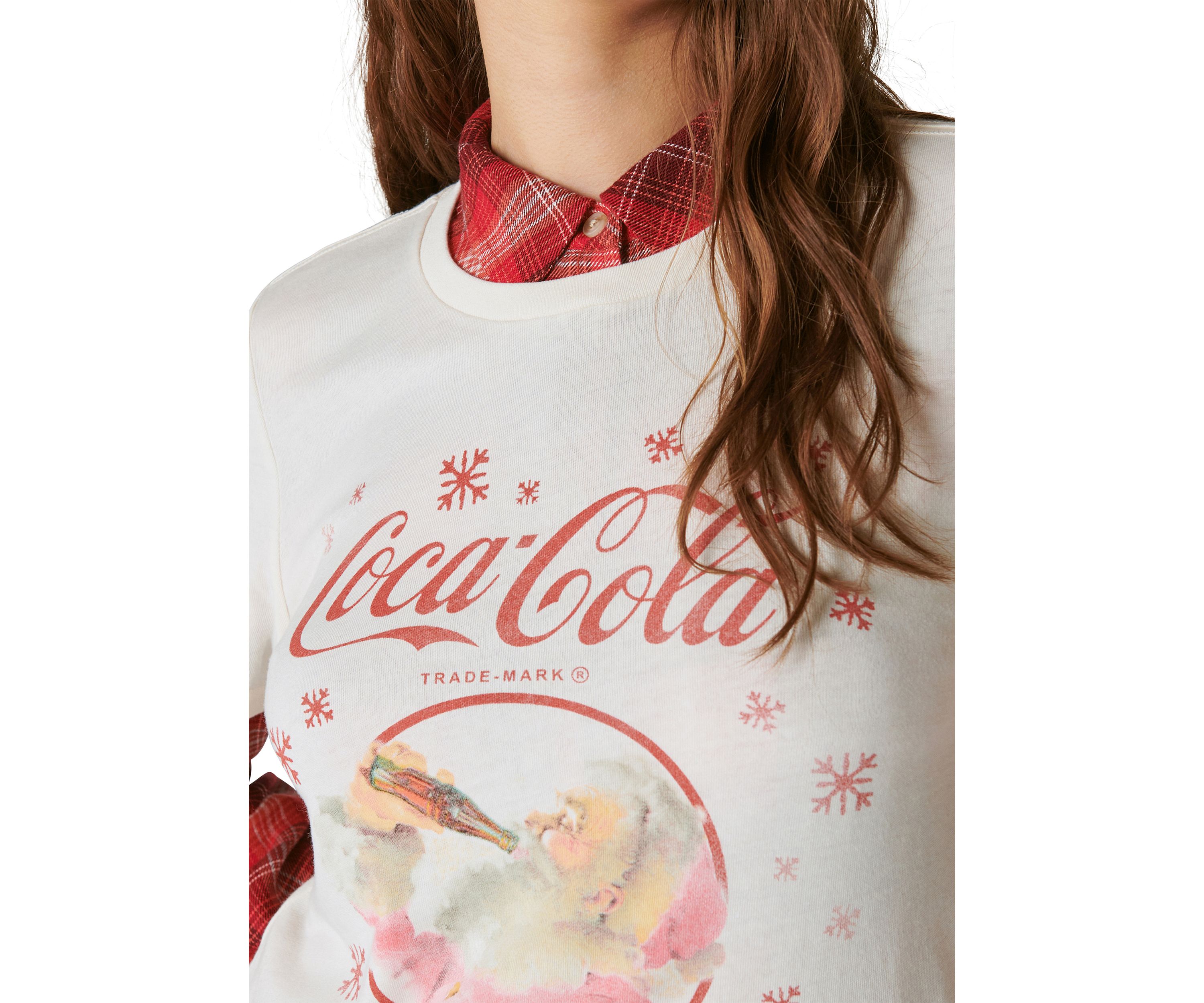 Coke Santa Snow Classic Crew Neck Graphic T-Shirt