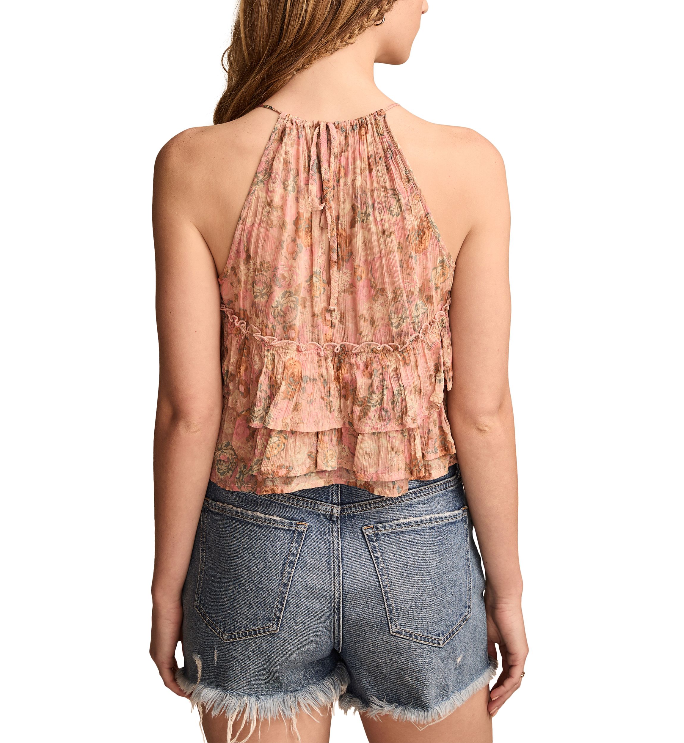 Printed Chiffon Ruffle Top