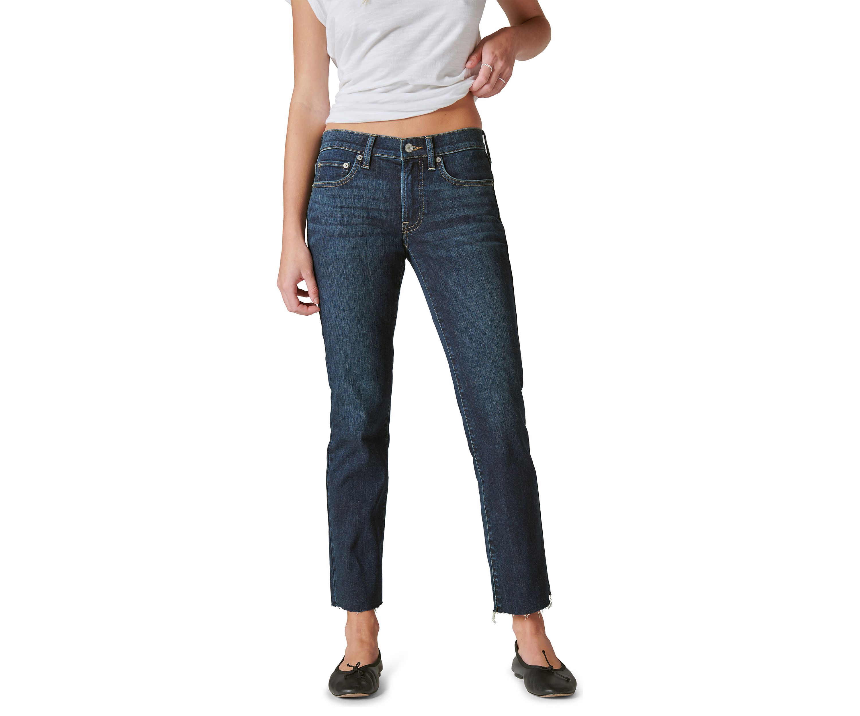 Womens Mid Rise Cropped Jeans 