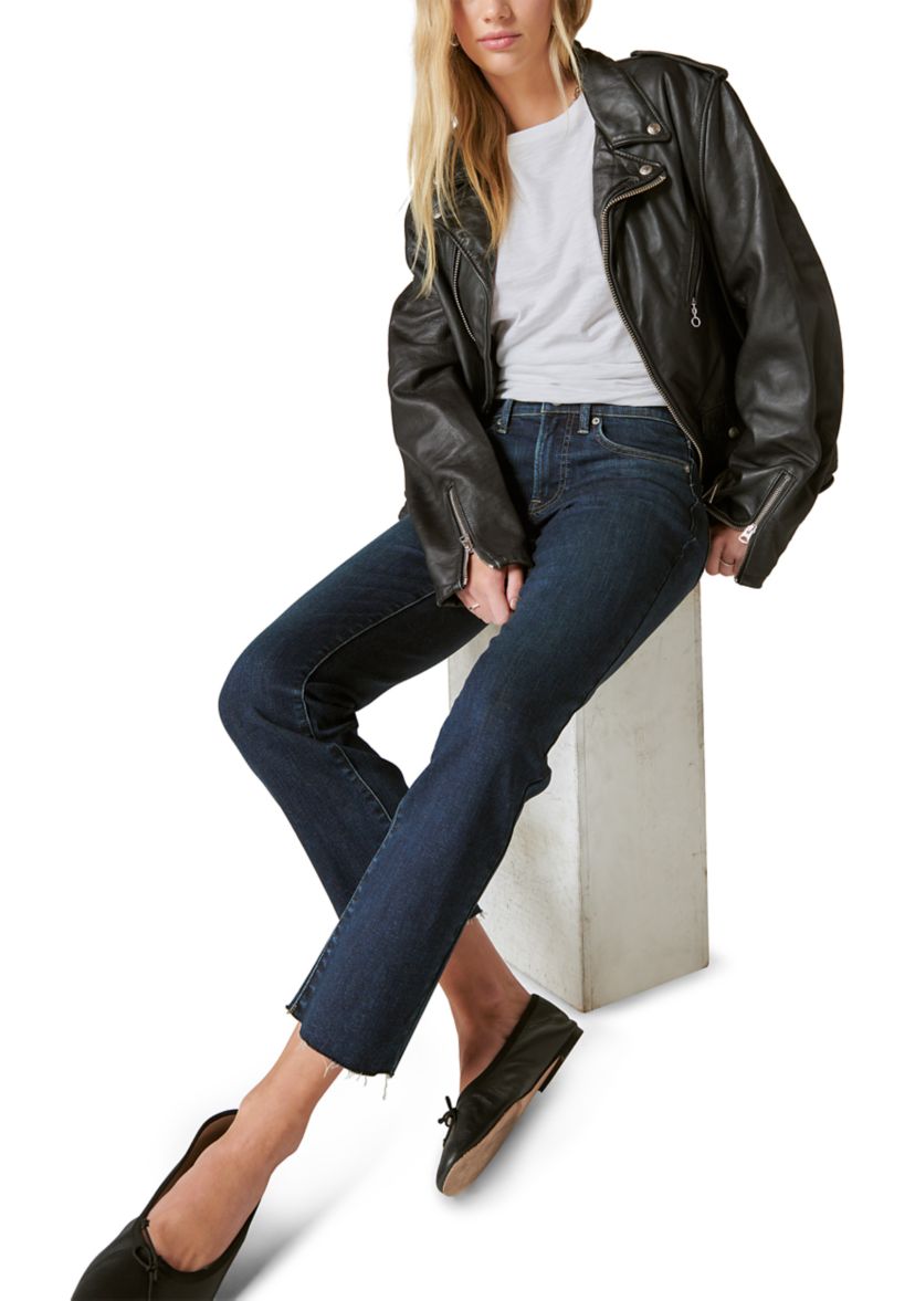 Womens Mid Rise Cropped Jeans 