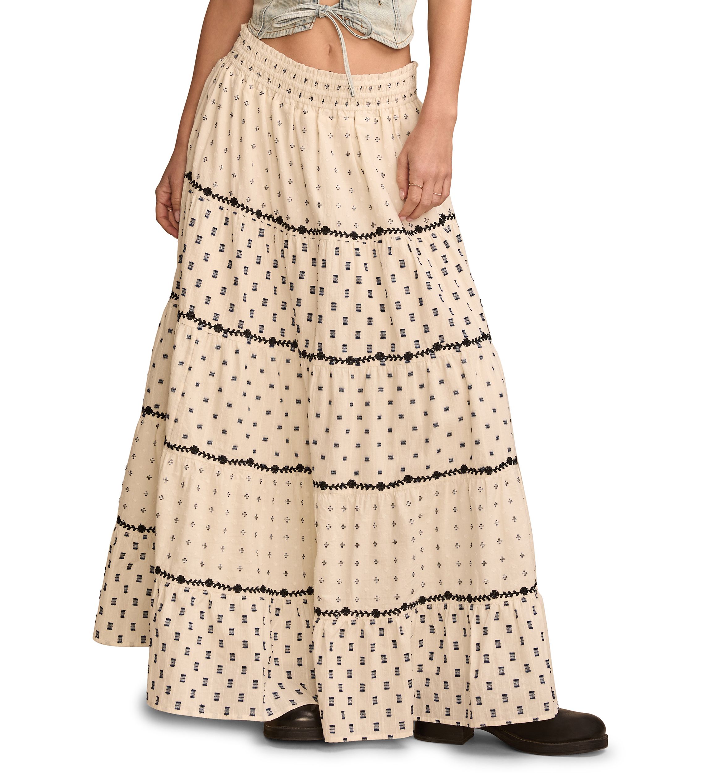 Textured Patchwork Maxi Skirt