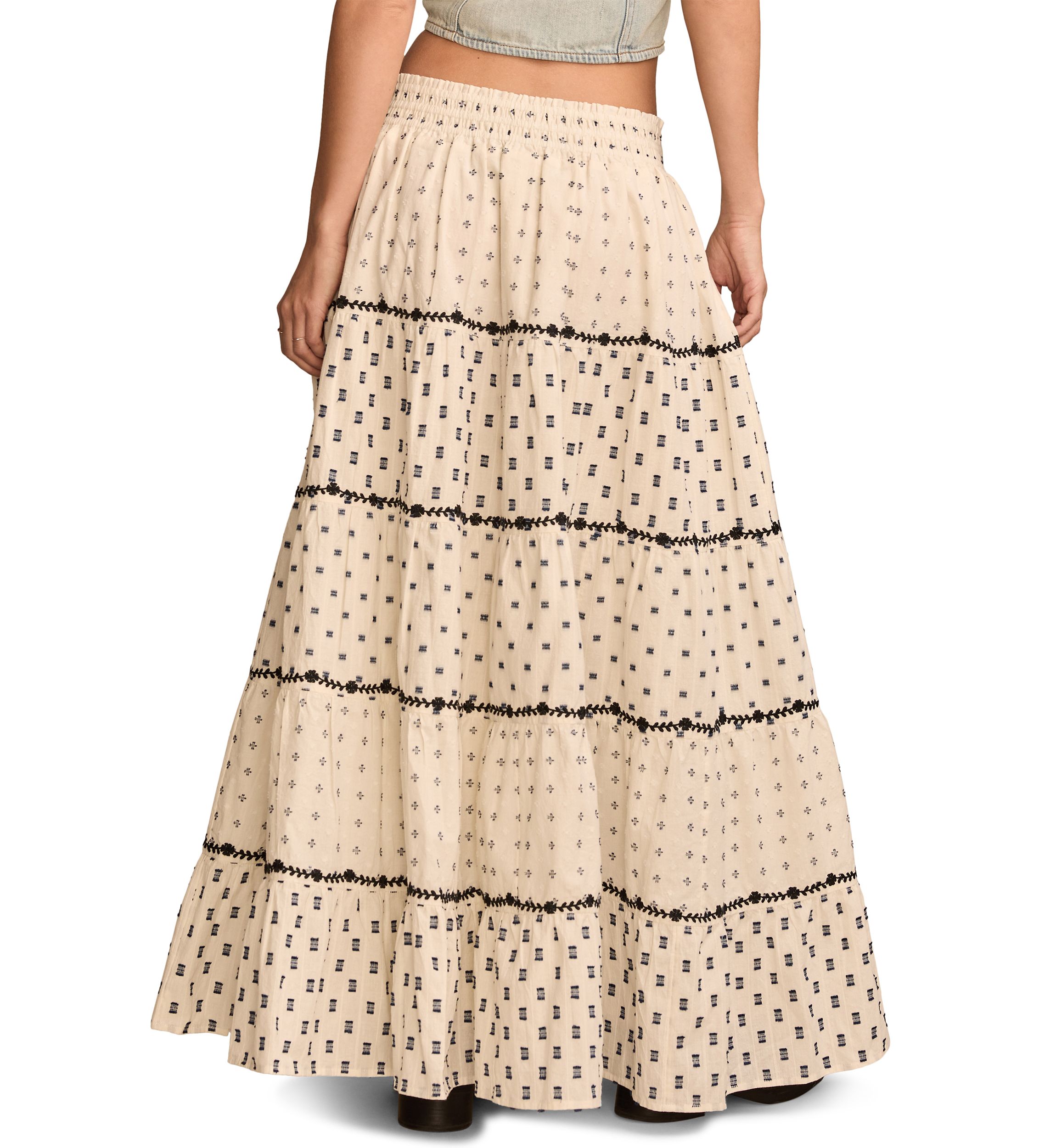 Textured Patchwork Maxi Skirt
