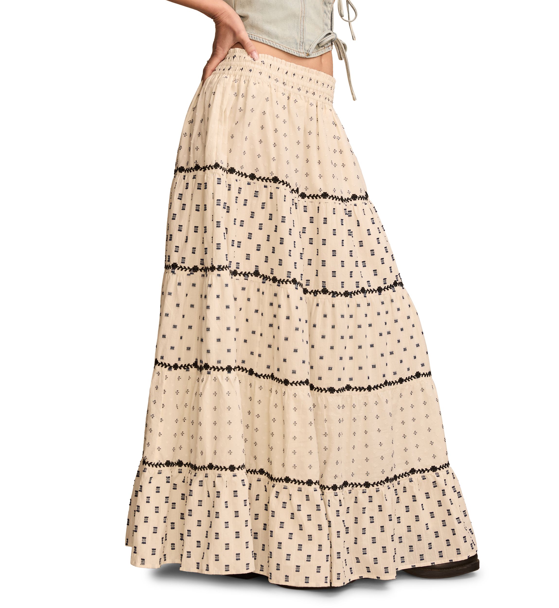 Textured Patchwork Maxi Skirt